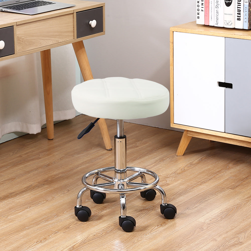 Ergonomic round PU leather rolling stool – view 2