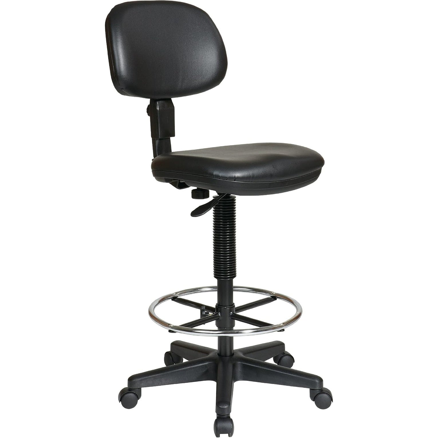 Black vinyl adjustable drafting chair with foot ring