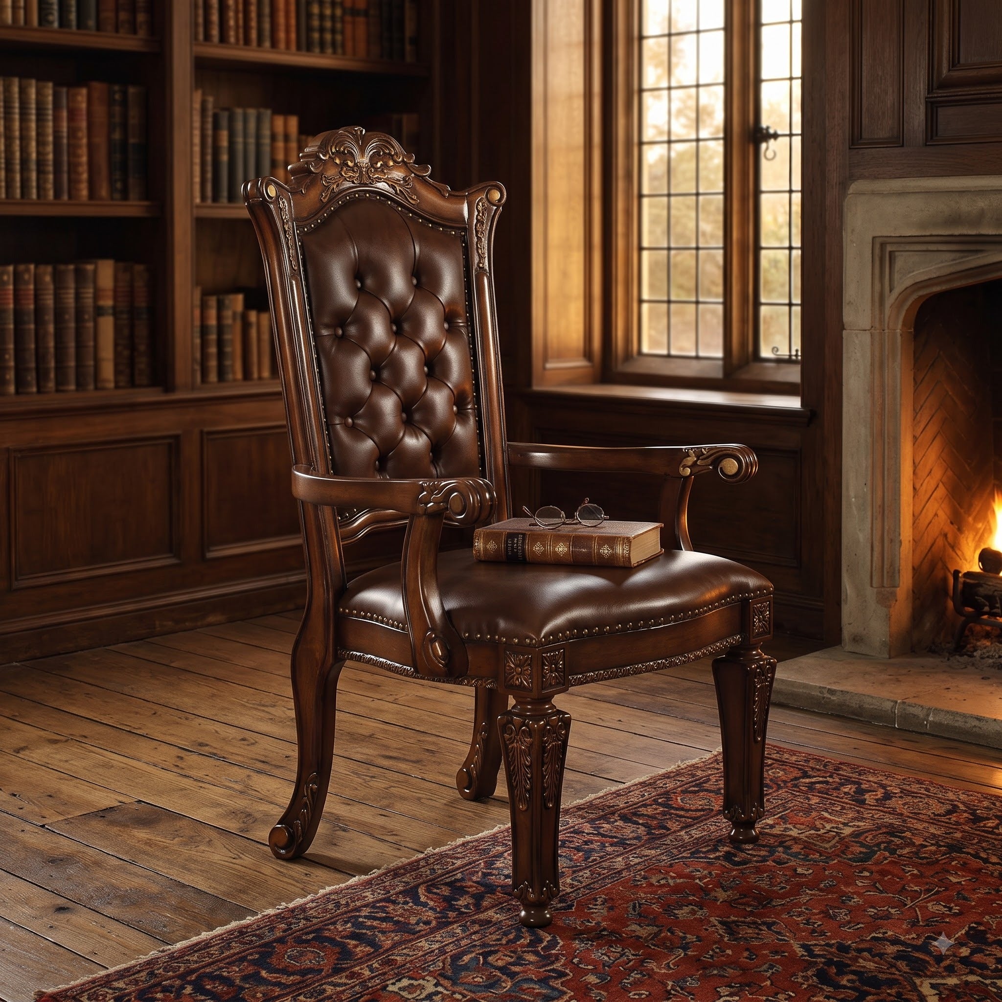 Valenza cherry tufted upholstered executive office chair