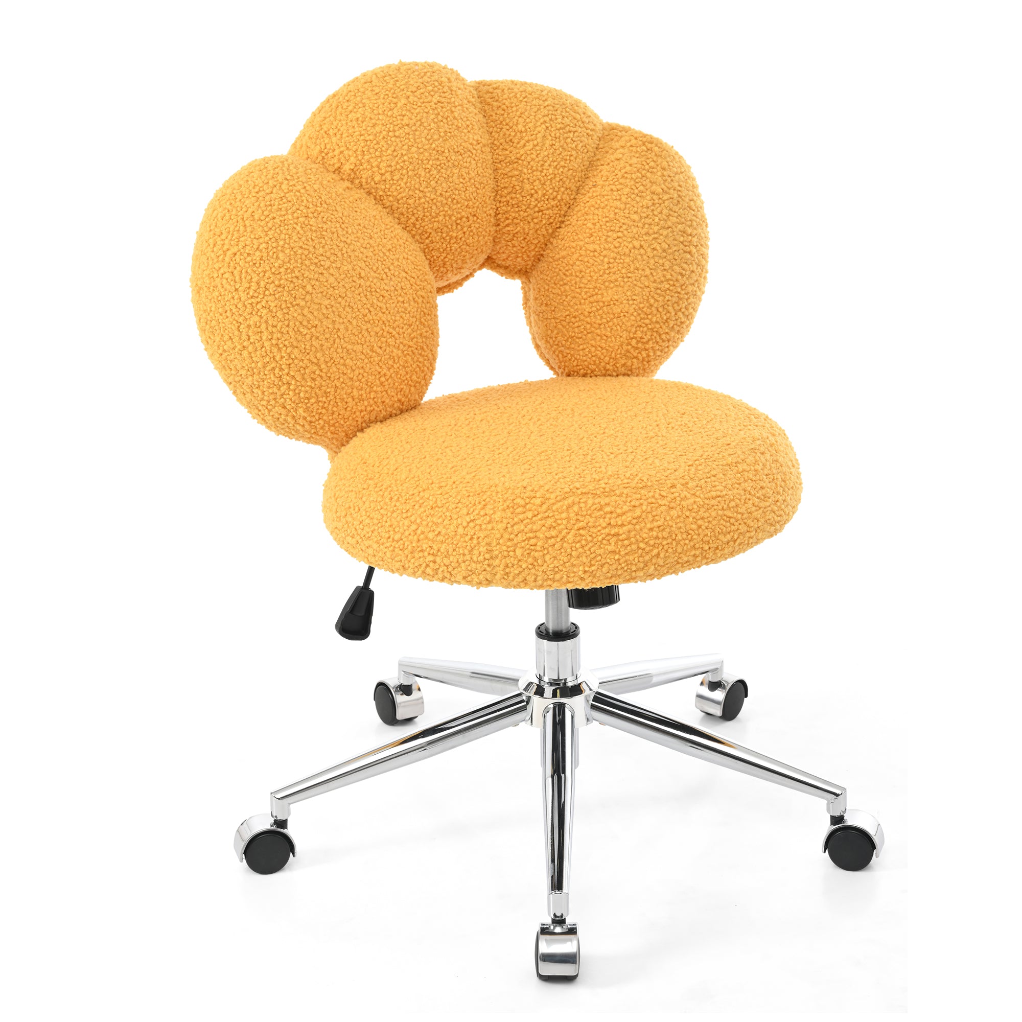 Yellow teddy fabric adjustable swivel office chair