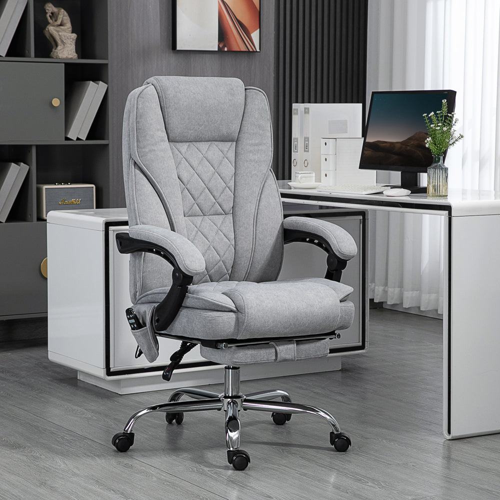 Vinsetto High Back Reclining Massage Office Chair, Gray - side view