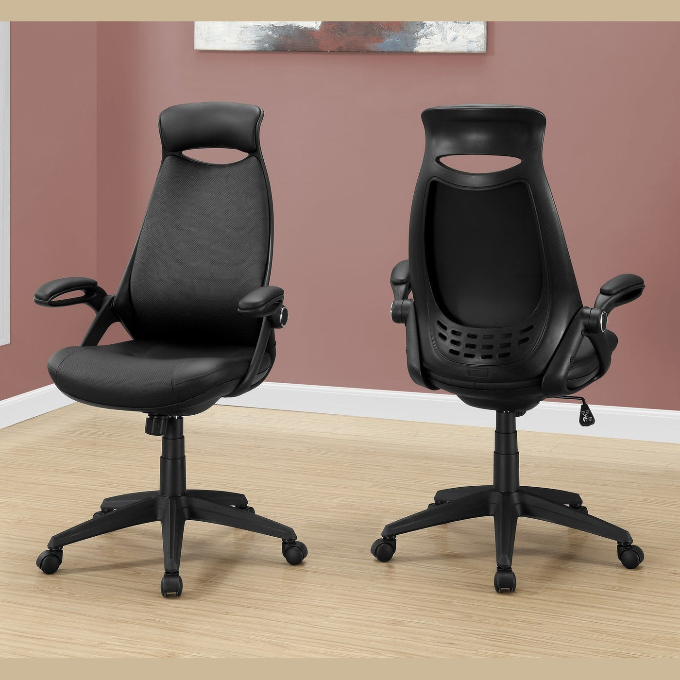 Black faux leather executive office chair – view 2