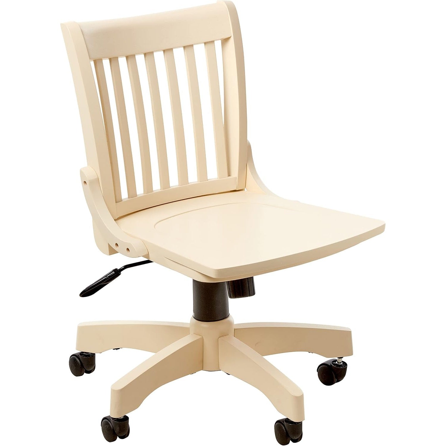 Antique white wood armless banker's desk chair