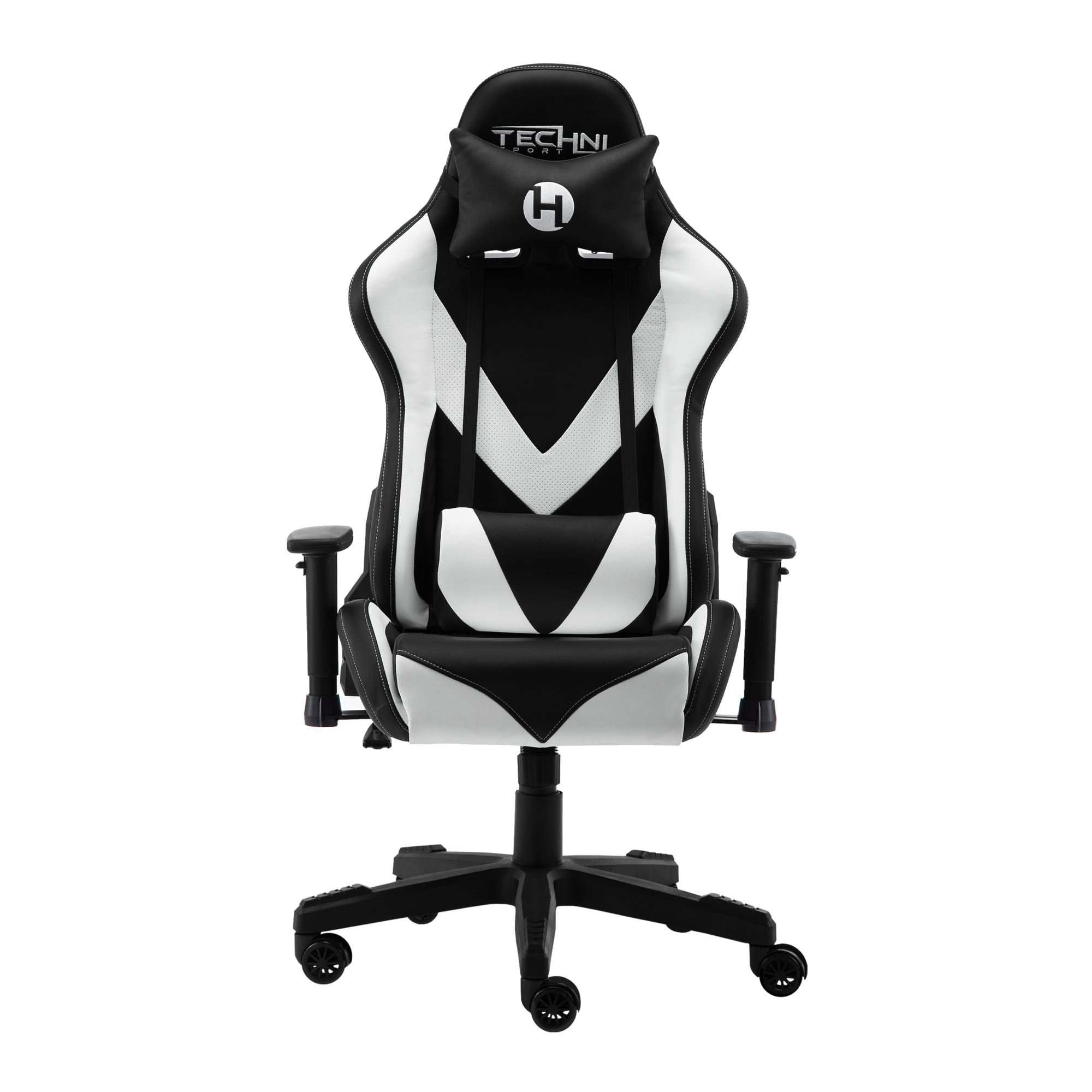 Techni Sport TS-92 white PU leather gaming chair, side angle