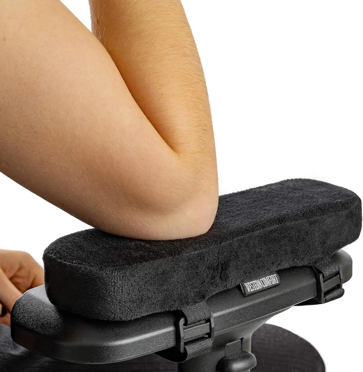 Memory foam armrest cushions with adjustable straps, plush, set of 2