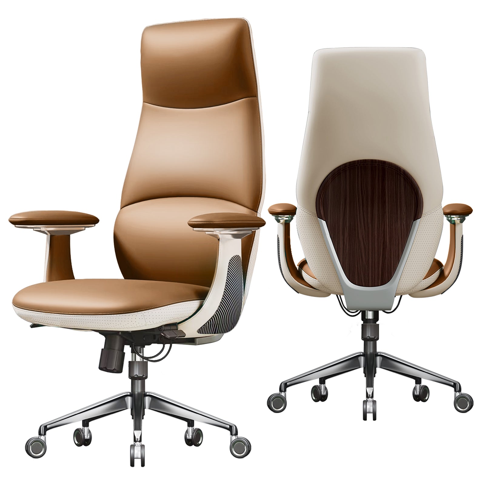 Ergonomic Brown Leather Executive Chair, 400lb Capacity - Platinum-Level Office Chairs
