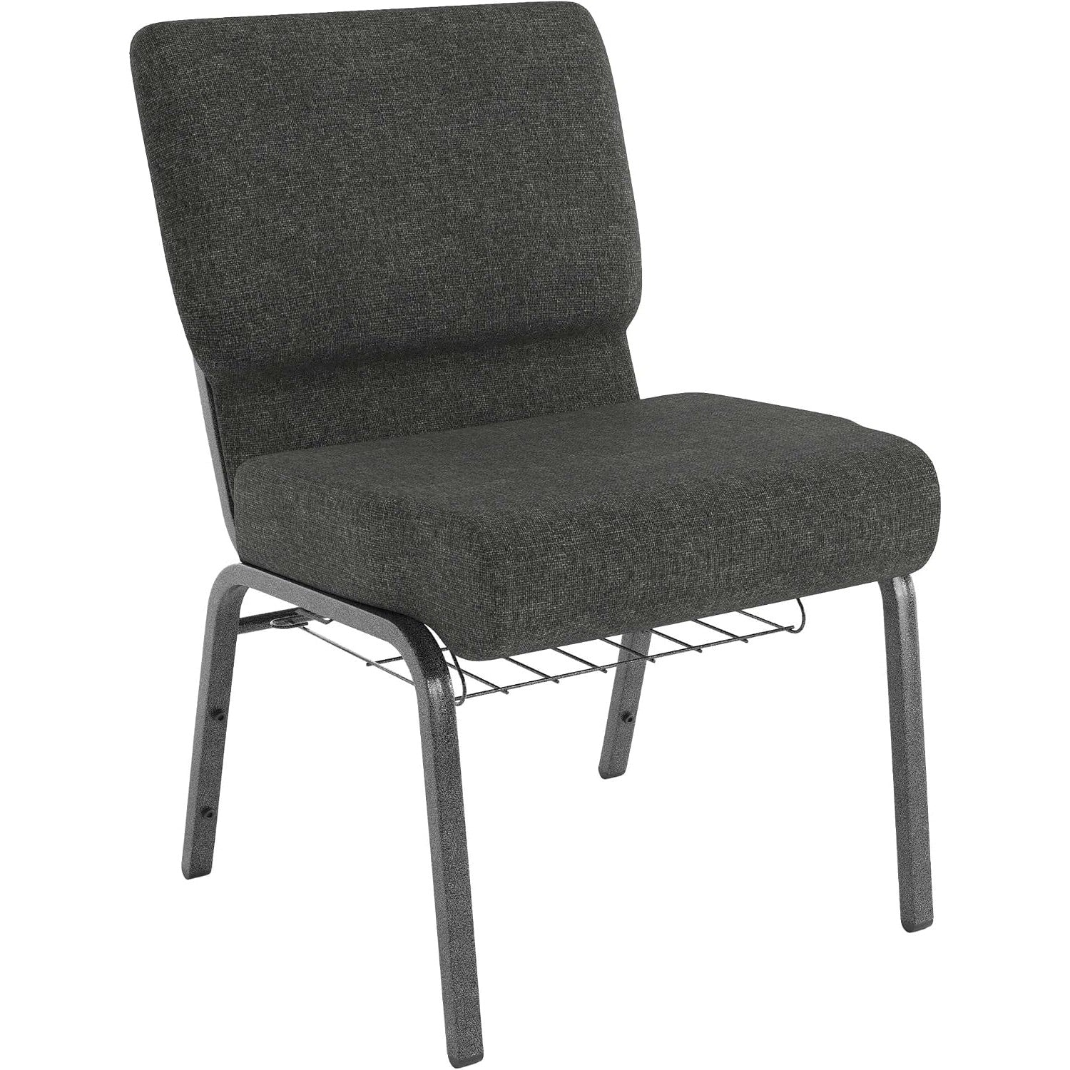 Flash Furniture HERCULES series church chair, dark gray fabric, silver vein frame