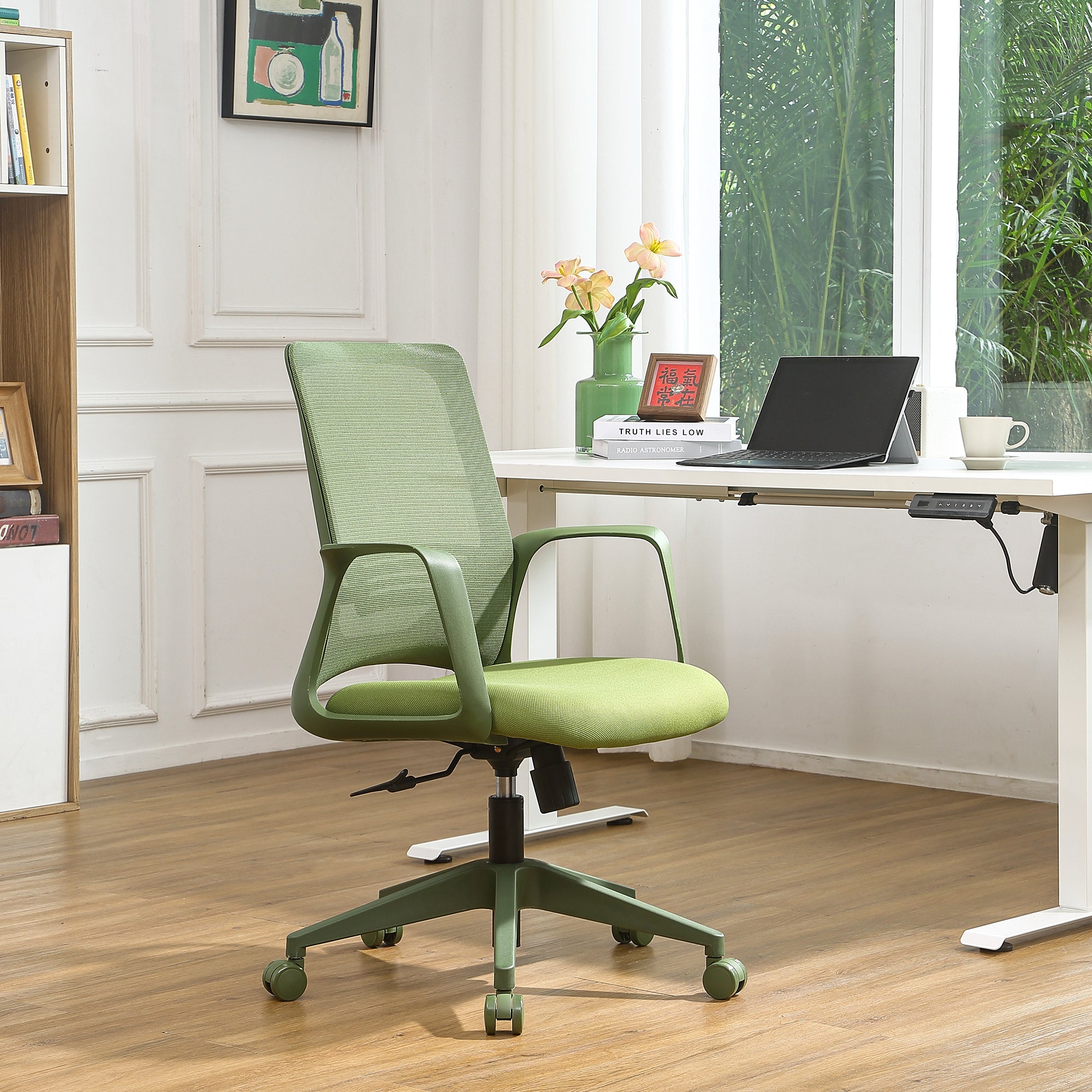 Green Mesh Executive Office Chair with Lumbar Support, 350 lbs - Platinum-Level Office Chairs