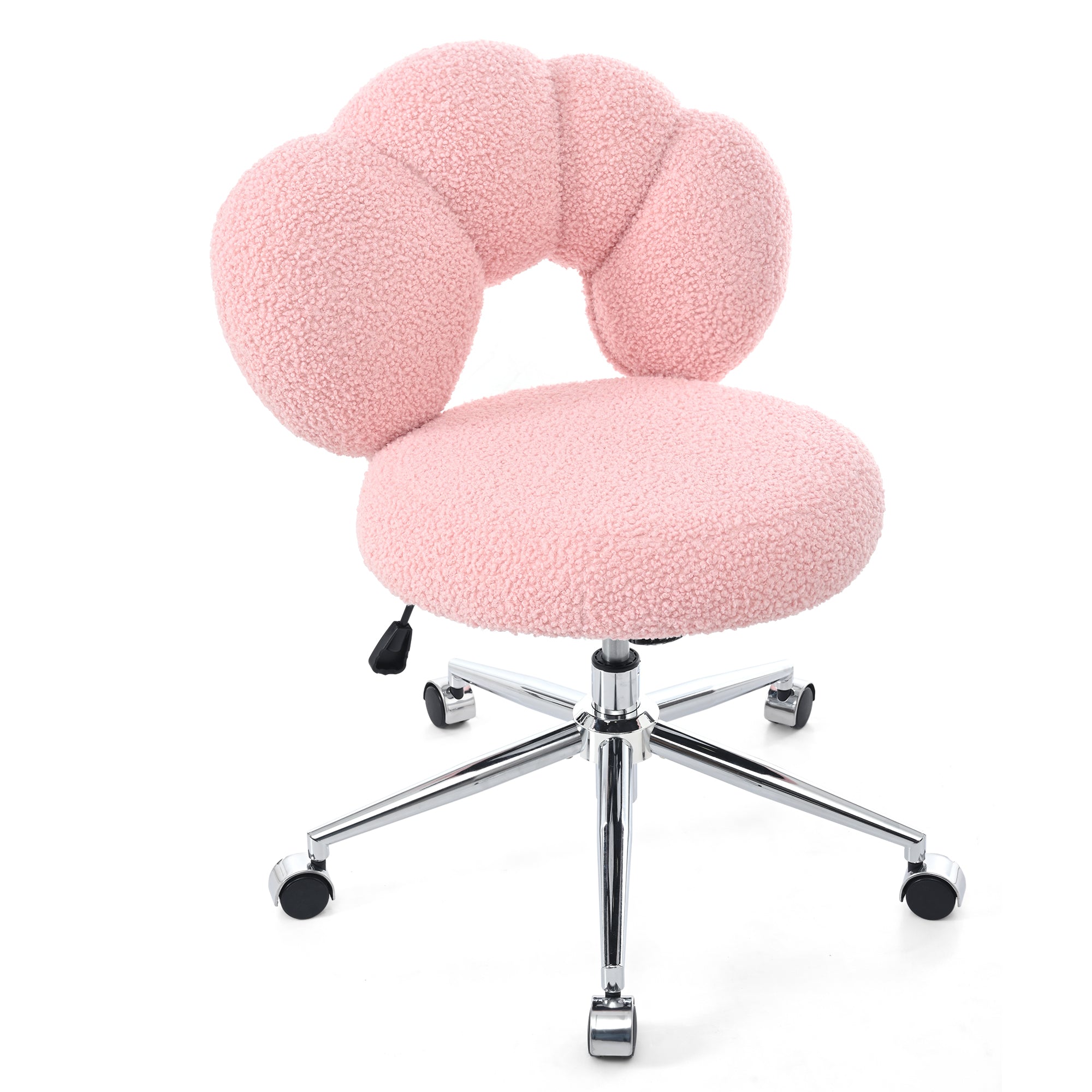 Pink teddy fabric adjustable swivel office chair
