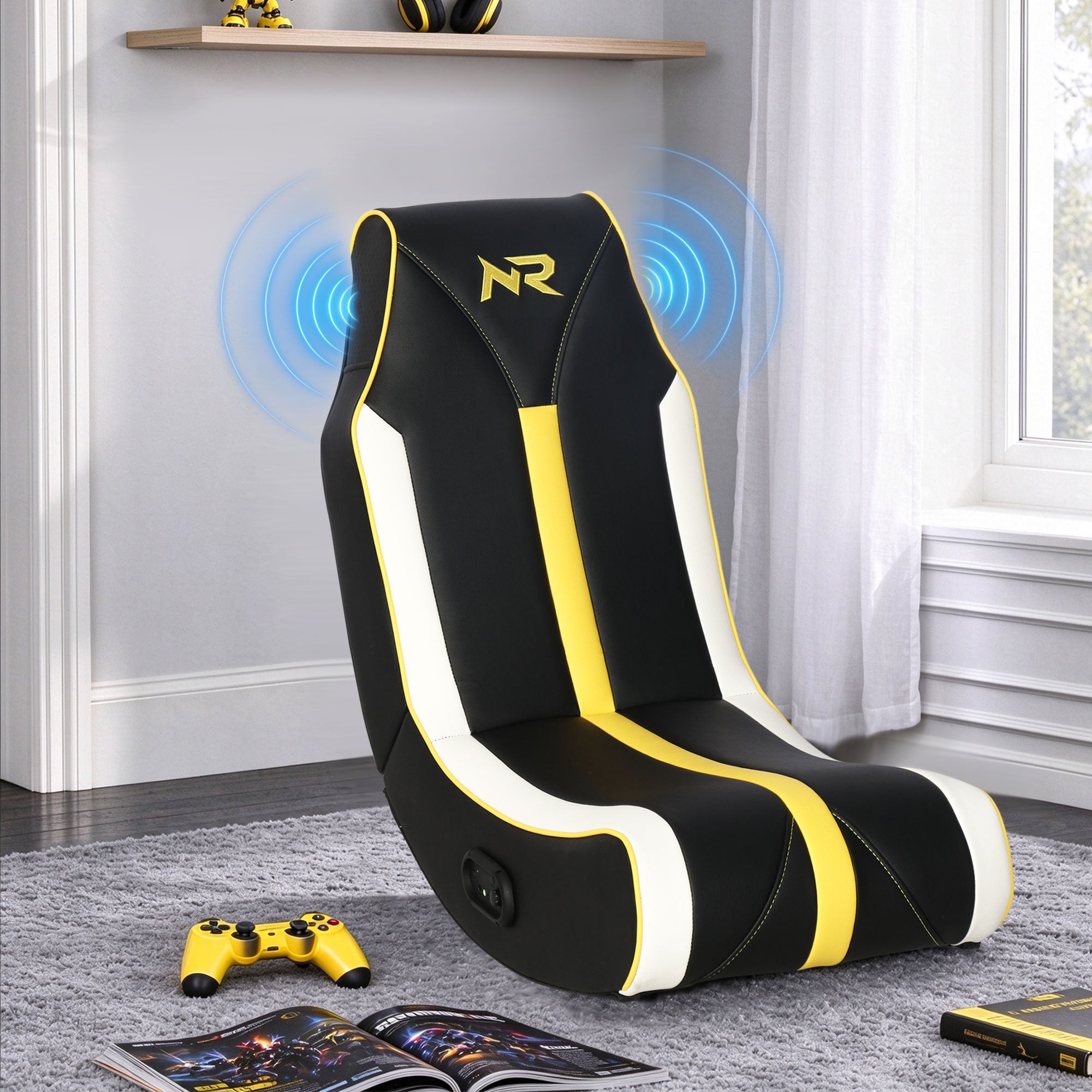 NoxRoc Floor Rocker Gaming Chair with Built-In 2.0 Speakers - Platinum-Level Office Chairs