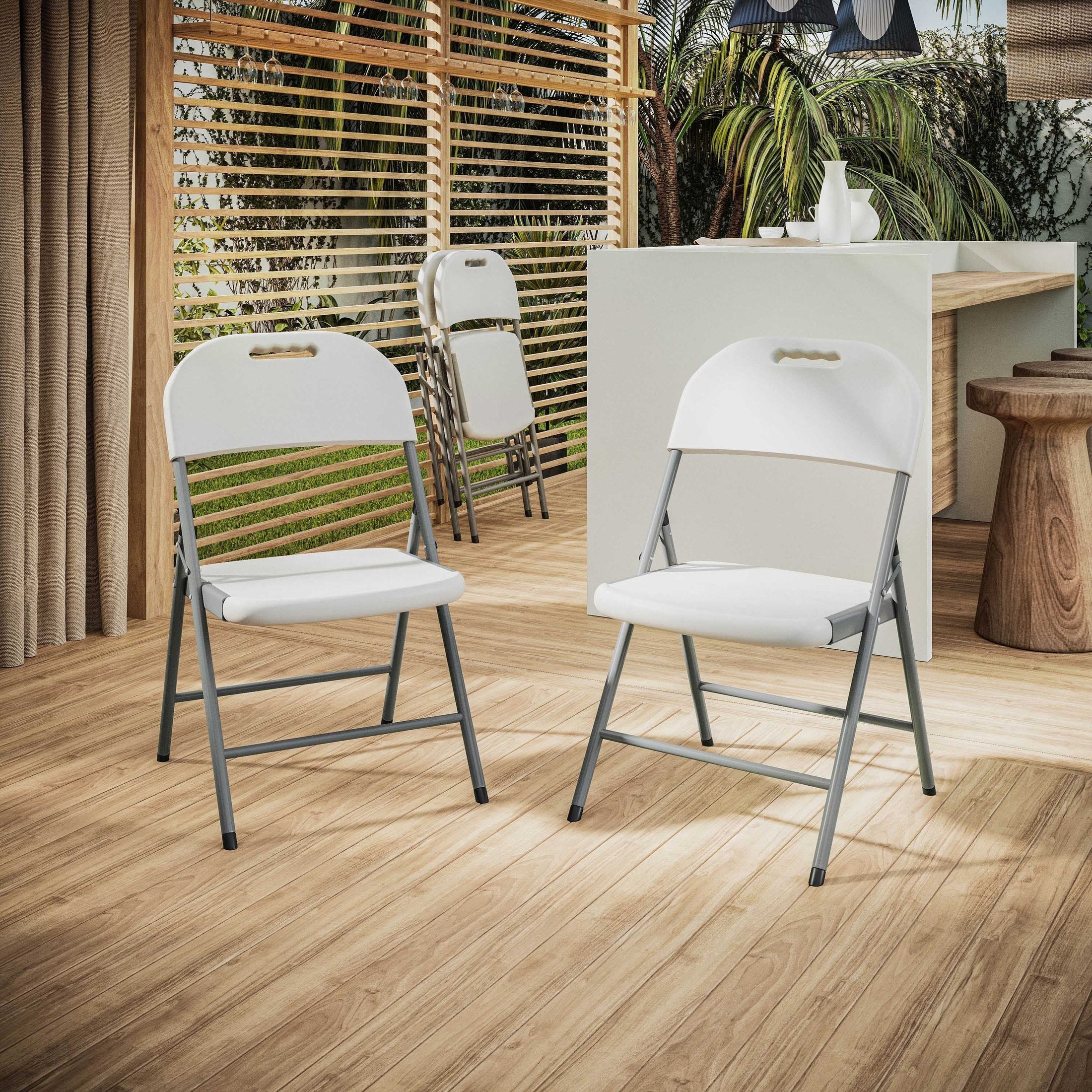 Granite white folding chairs, set of 4 – view 2