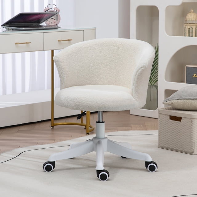 White teddy fleece desk chair – view 2