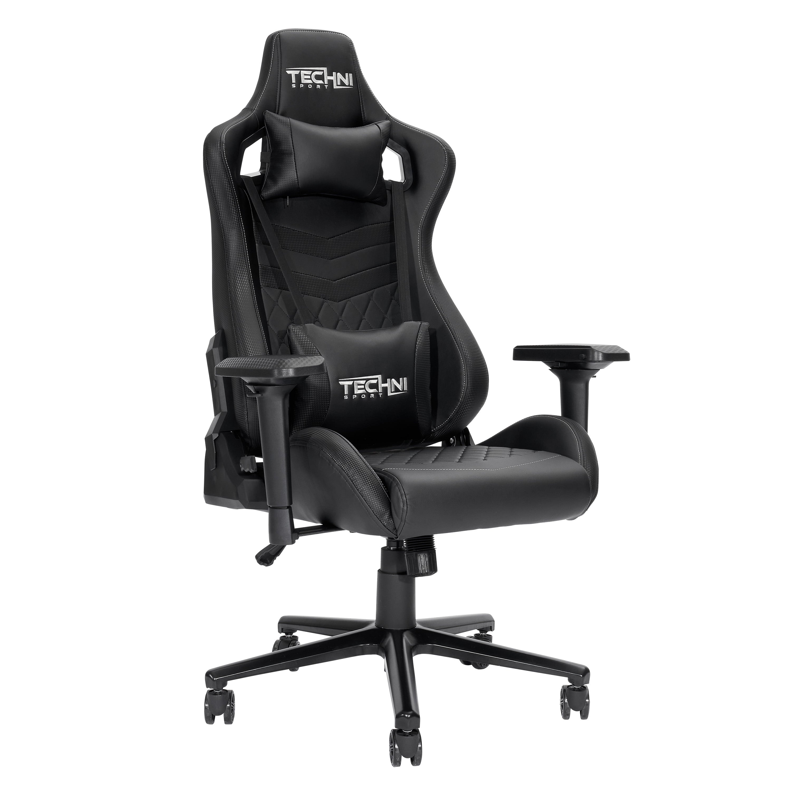 Techni Sport TS-83 black racer style gaming chair side view