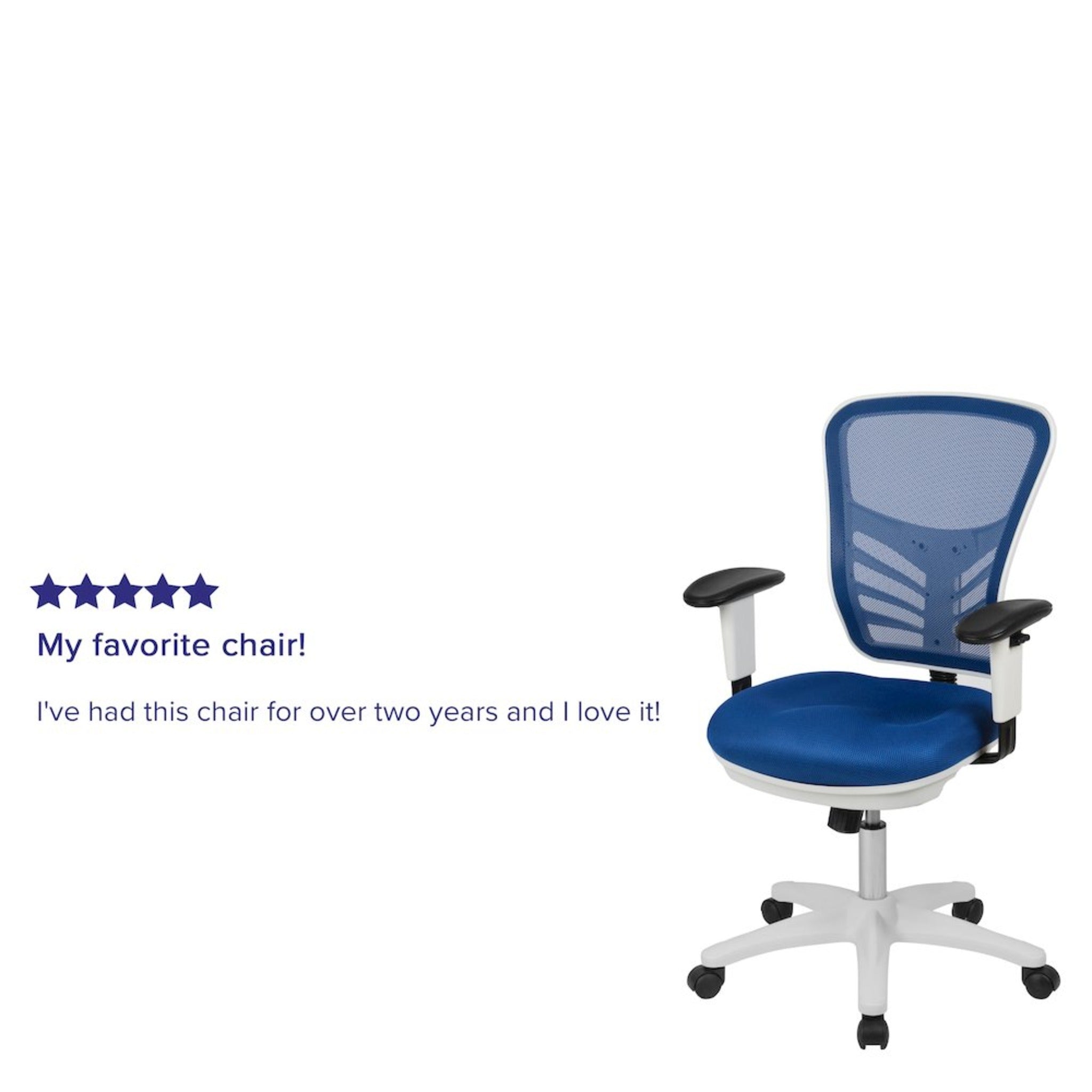 Mid-Back Blue Mesh Multifunction Executive Swivel Office Chair with White Frame
