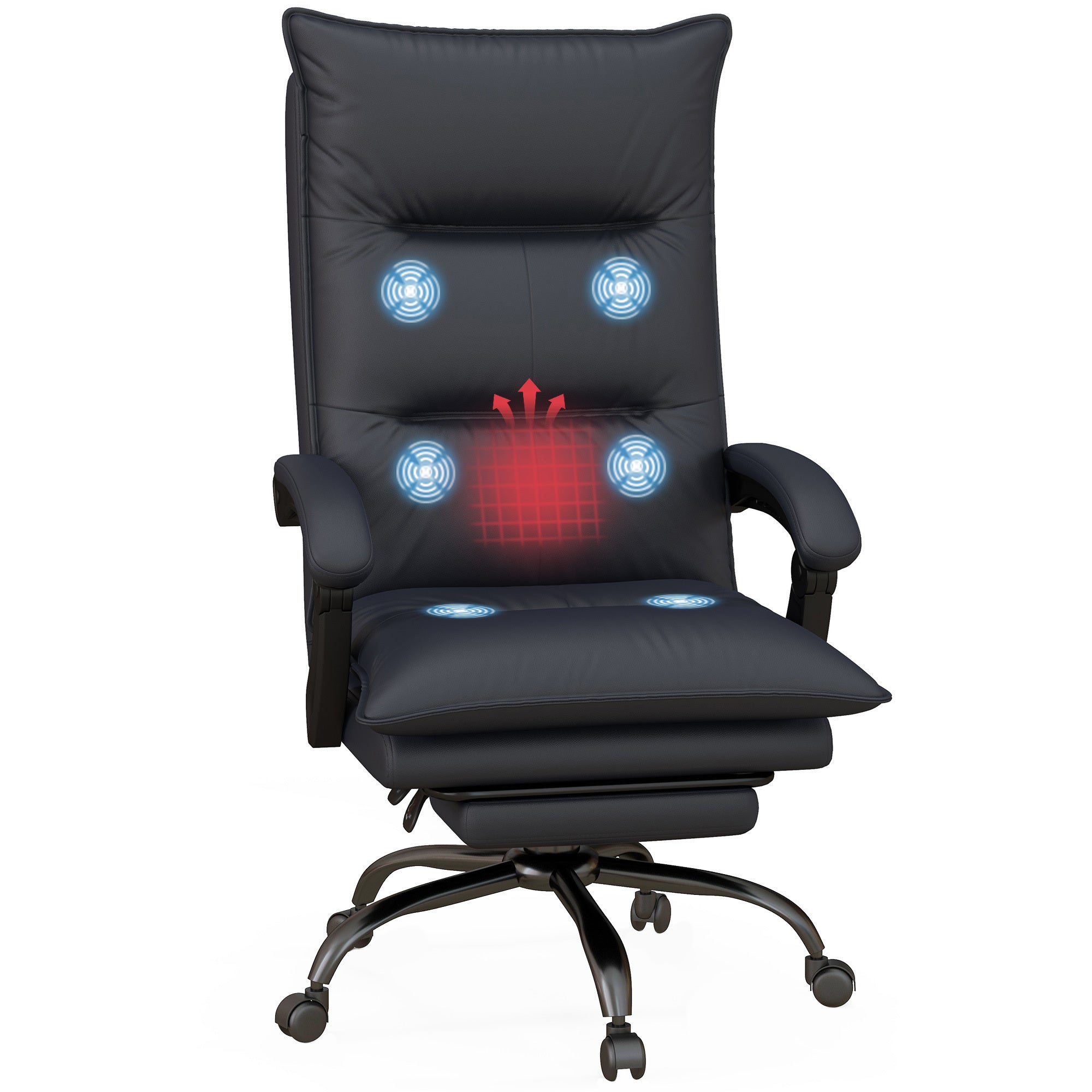 Gray microfiber massage office chair with footrest