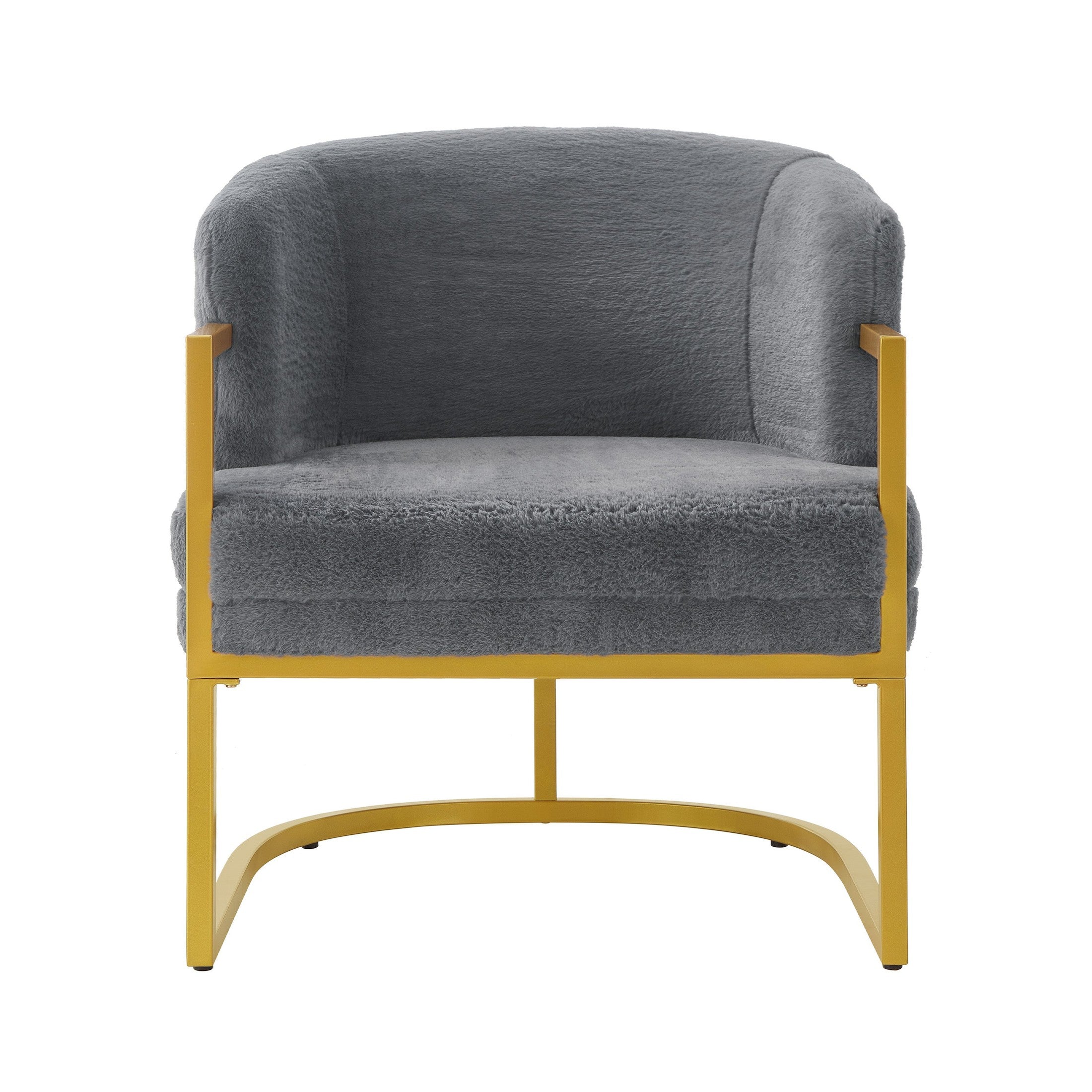 Grey faux rabbit fur accent armchair – view 2