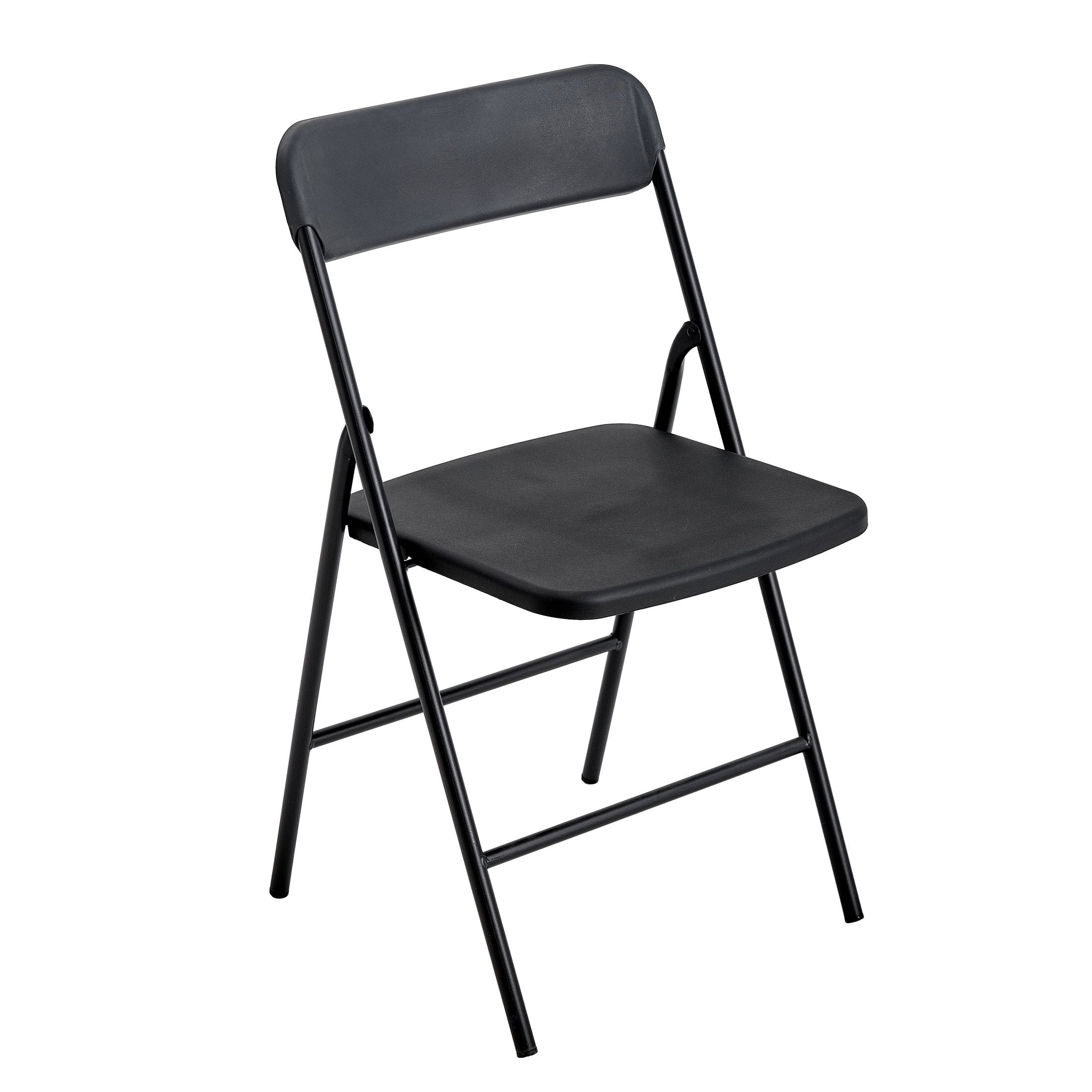 Durable black stackable folding chairs with PP cushions