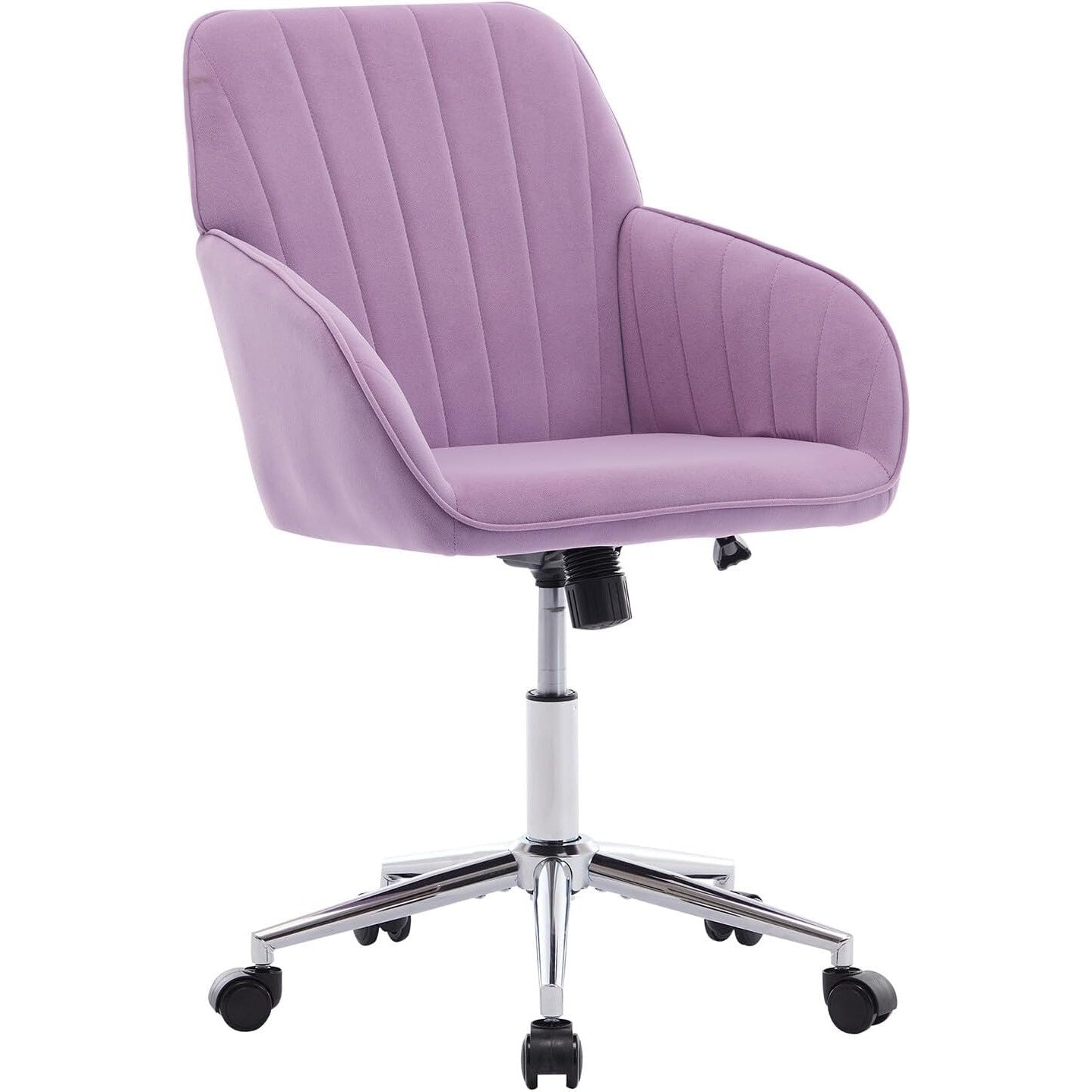 Lilac velvet ergonomic swivel office chair, height adjustable