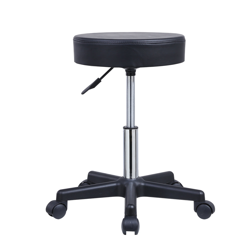 PU leather rolling stool with height-adjustable swivel seat