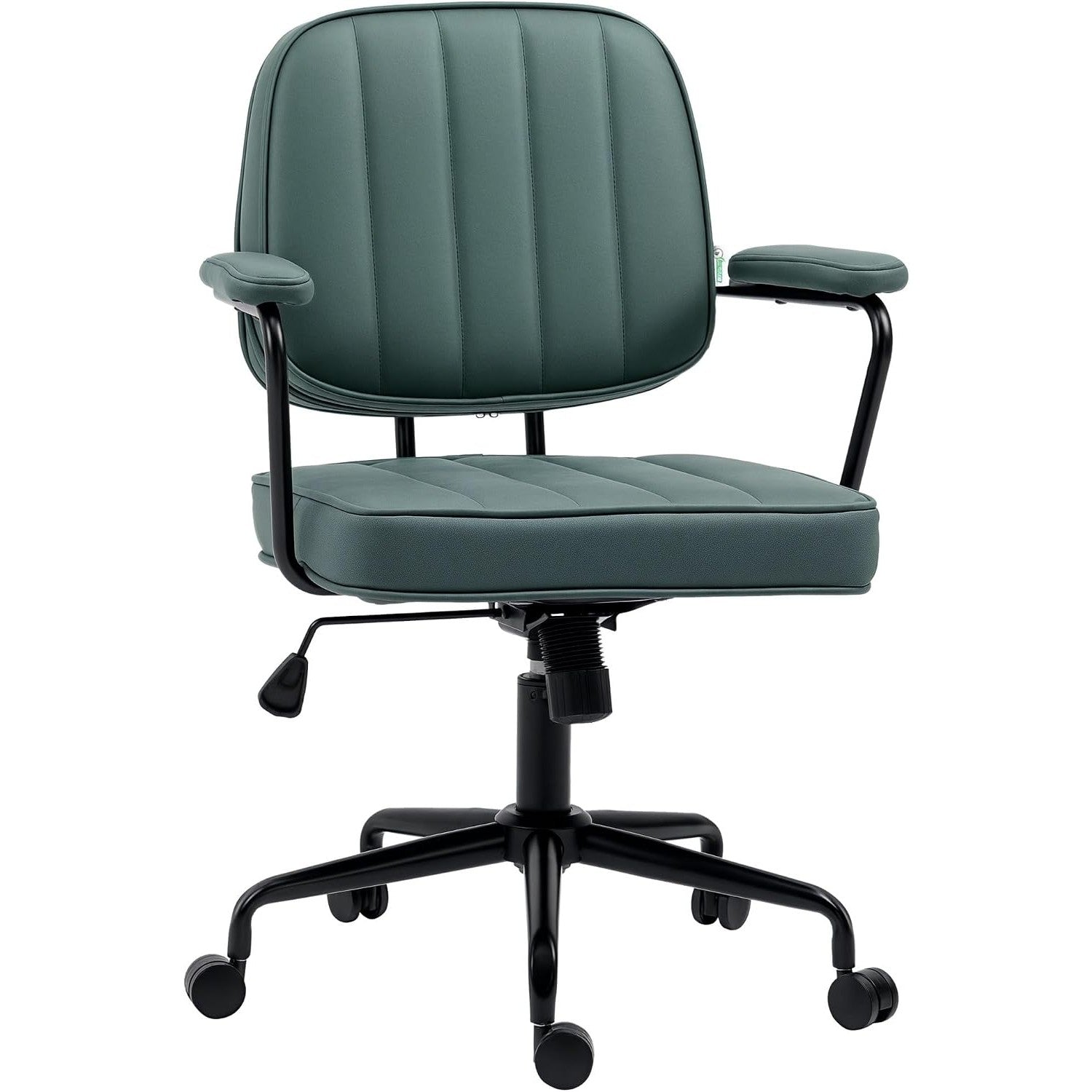 Adjustable height swivel home office chair, green