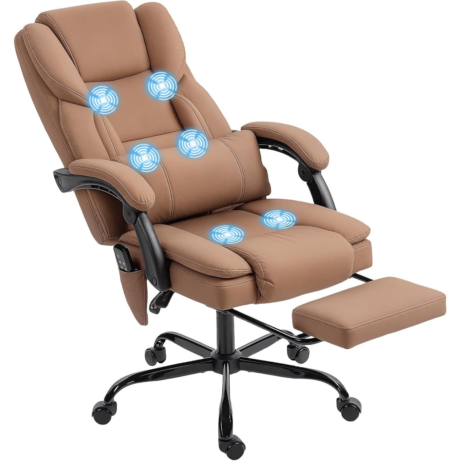 Premium massage office chair with reclining footrest and lumbar support