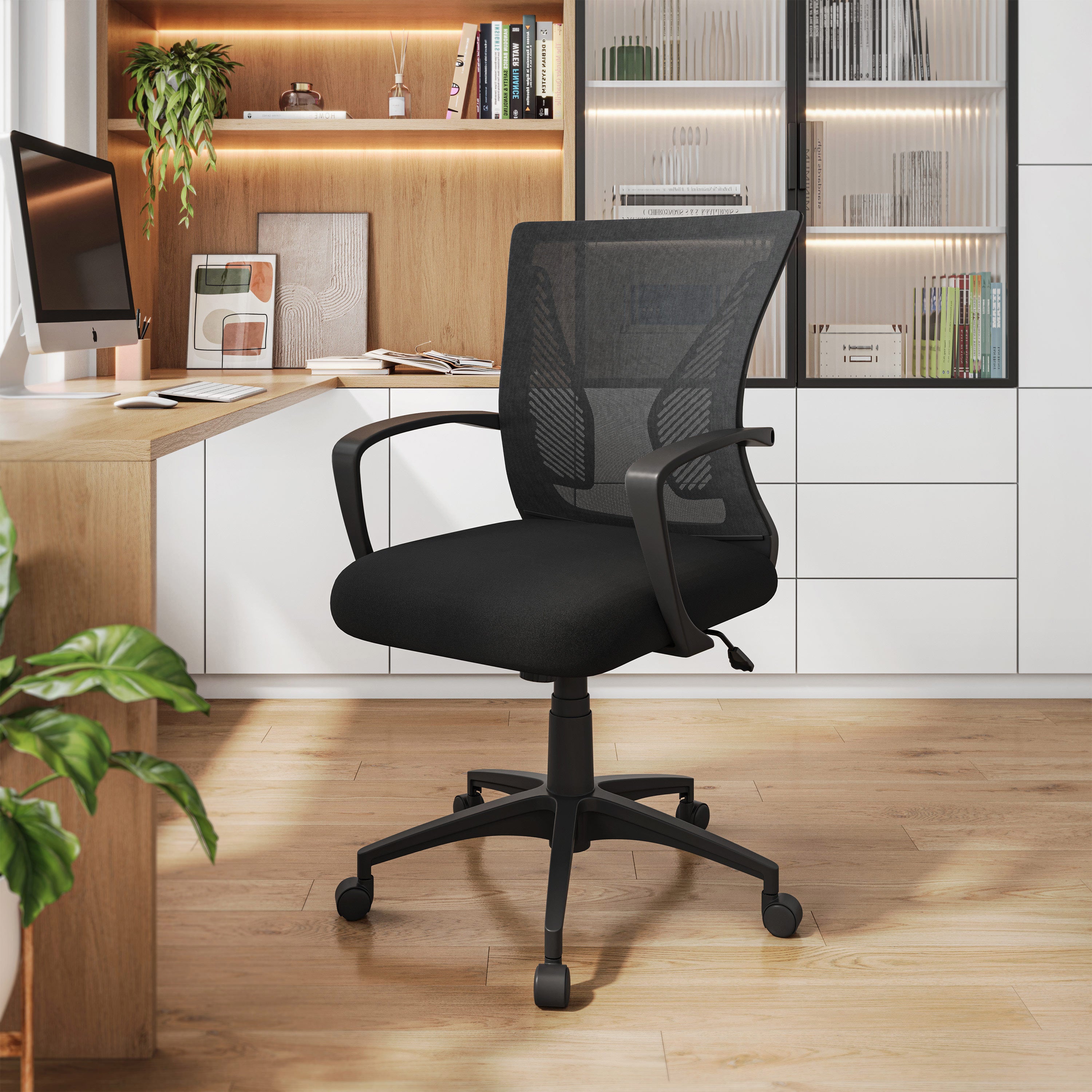 Techni Mobili Black Mesh Task Chair with Lumbar Support