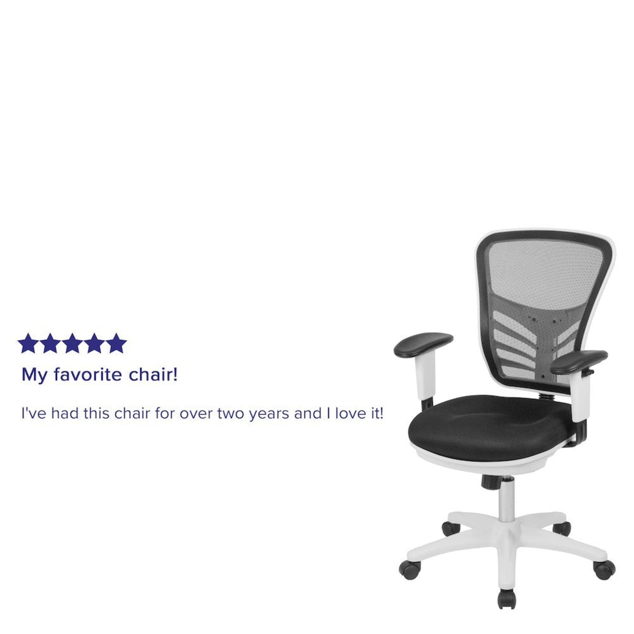 Mid-Back Black Mesh Multifunction Executive Swivel Office Chair with White Frame
