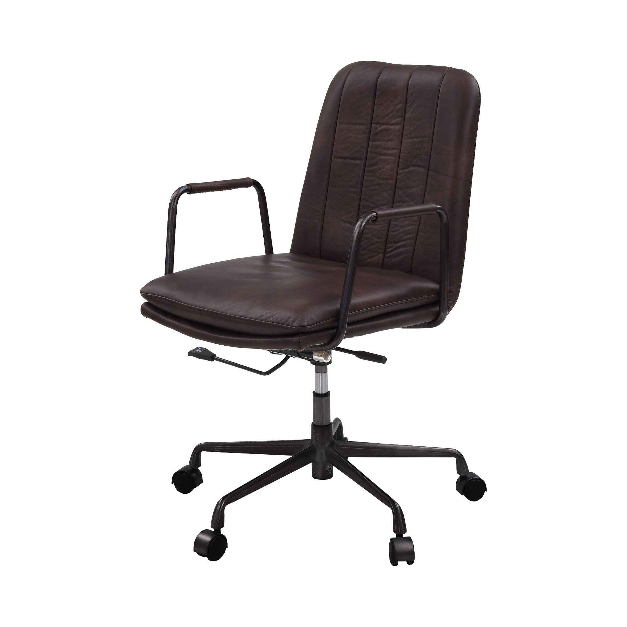 Dark brown top grain leather office chair