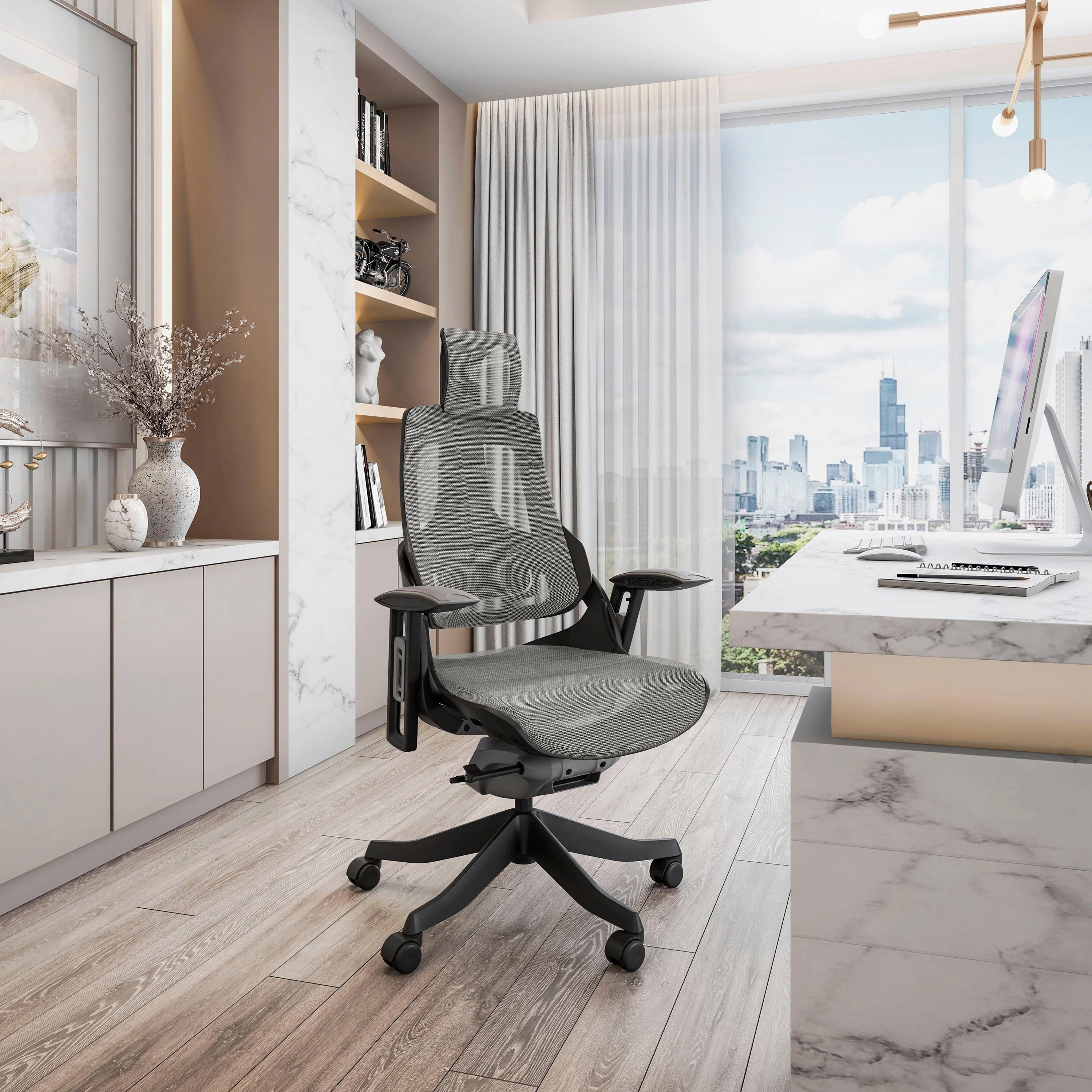 Techni Mobili LUX gray executive office chair – view 2