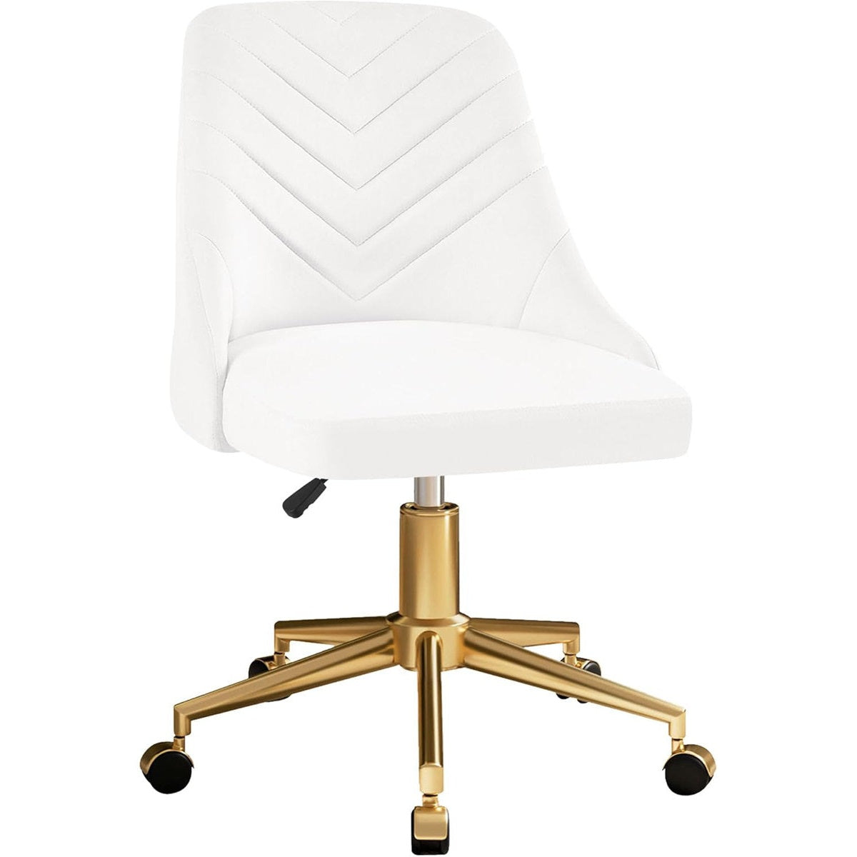 Velvet office chair, height adjustable, gold base, 360° swivel