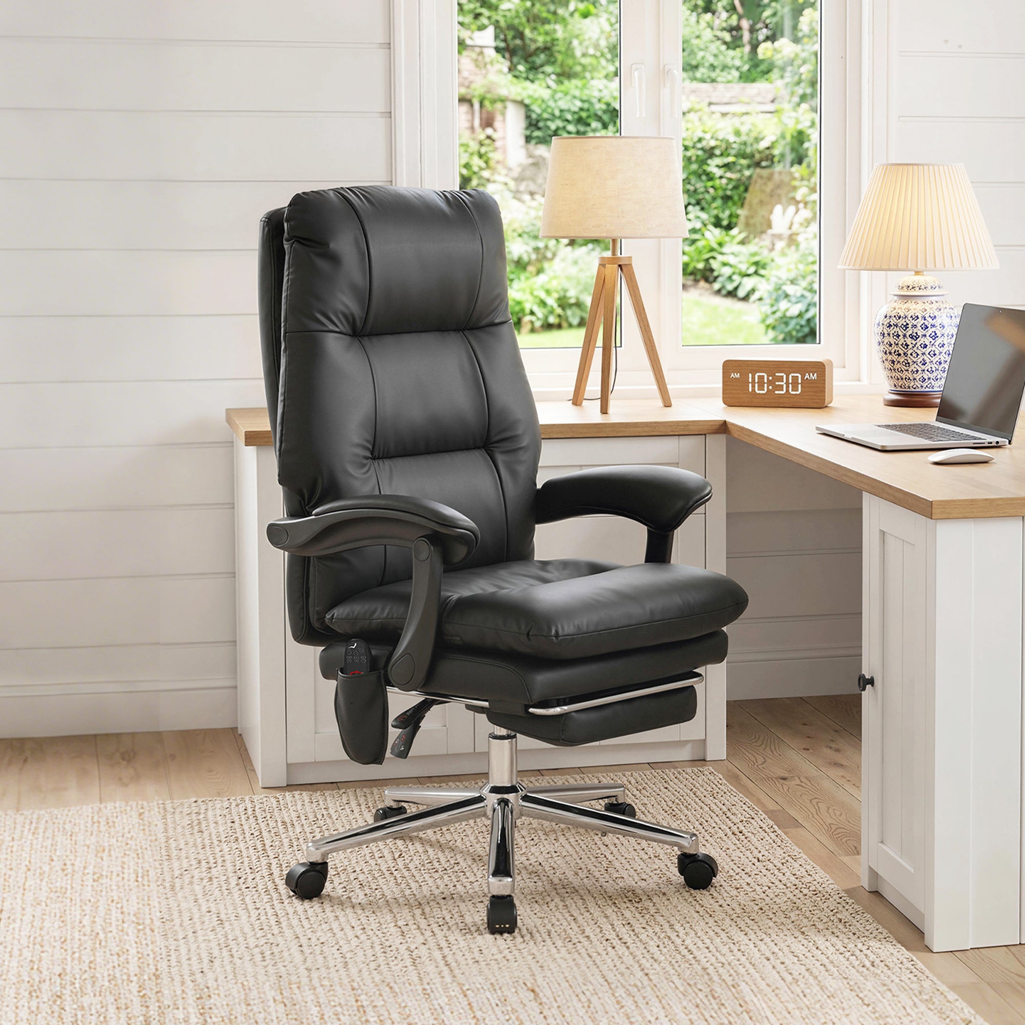 6-point vibration massage office chair with heat, black