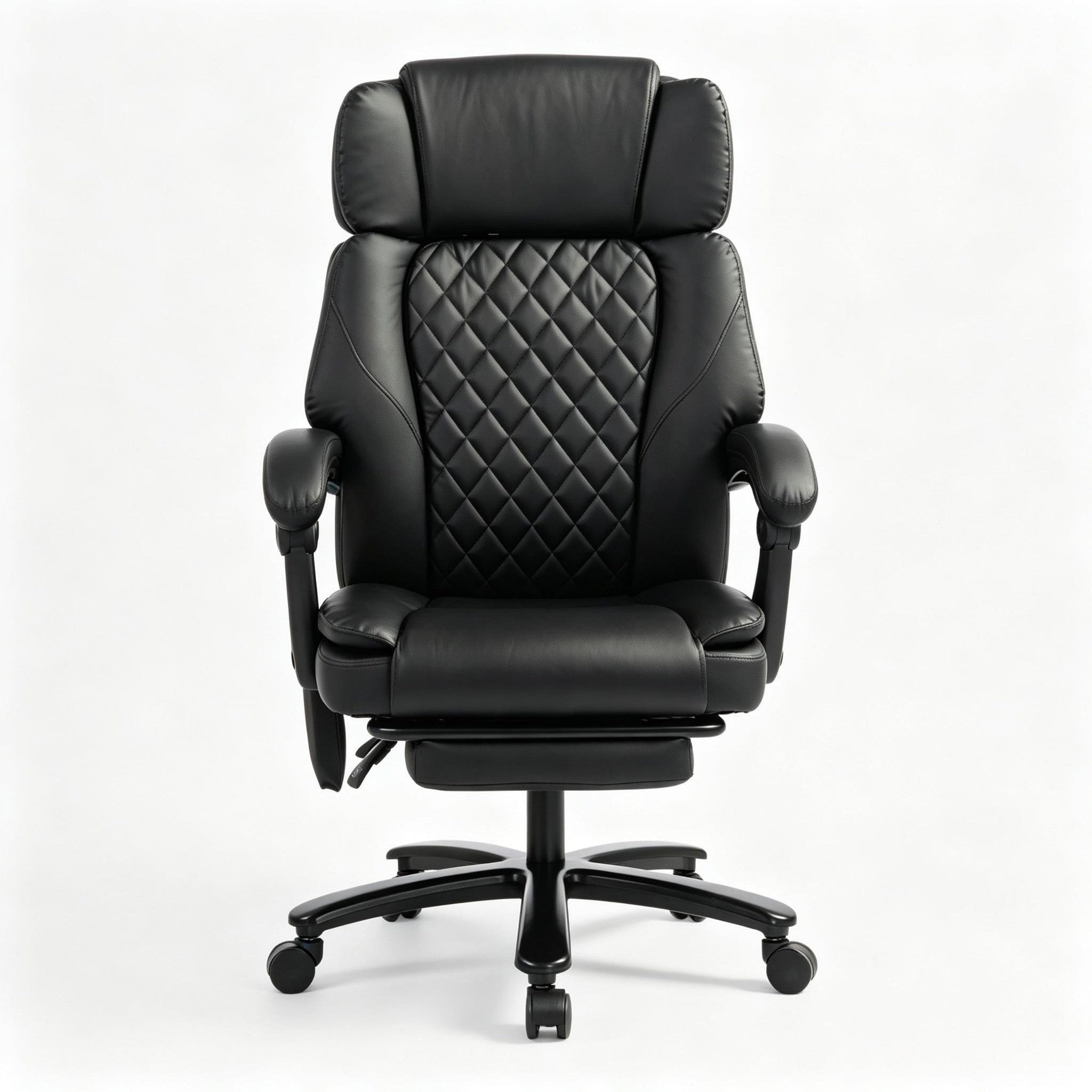 Black reclining massage office chair, heat & headrest