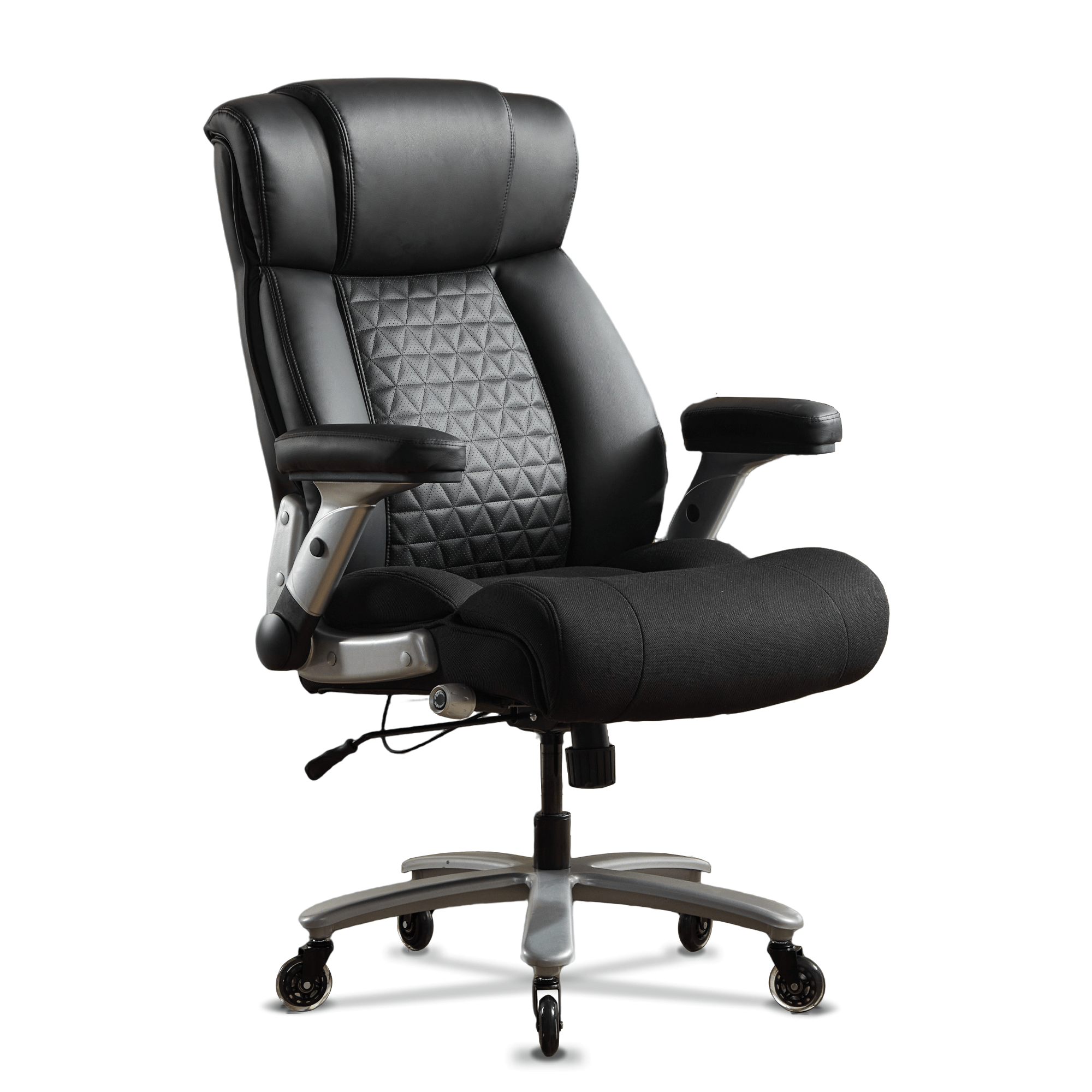 Big and tall office chair, 500lb, adjustable lumbar, flip-up arms