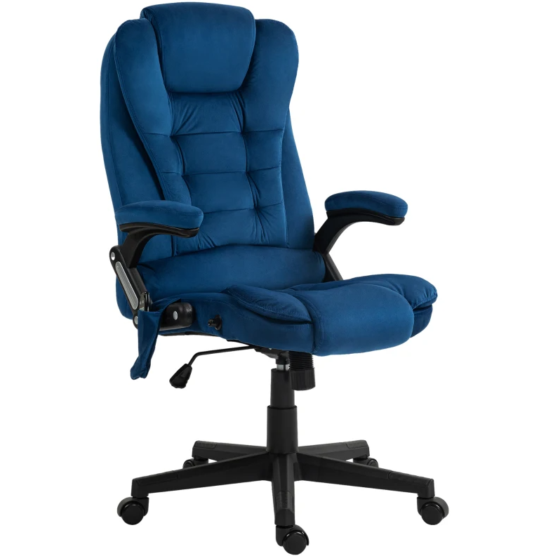 Dark blue velvet massage office chair – view 2