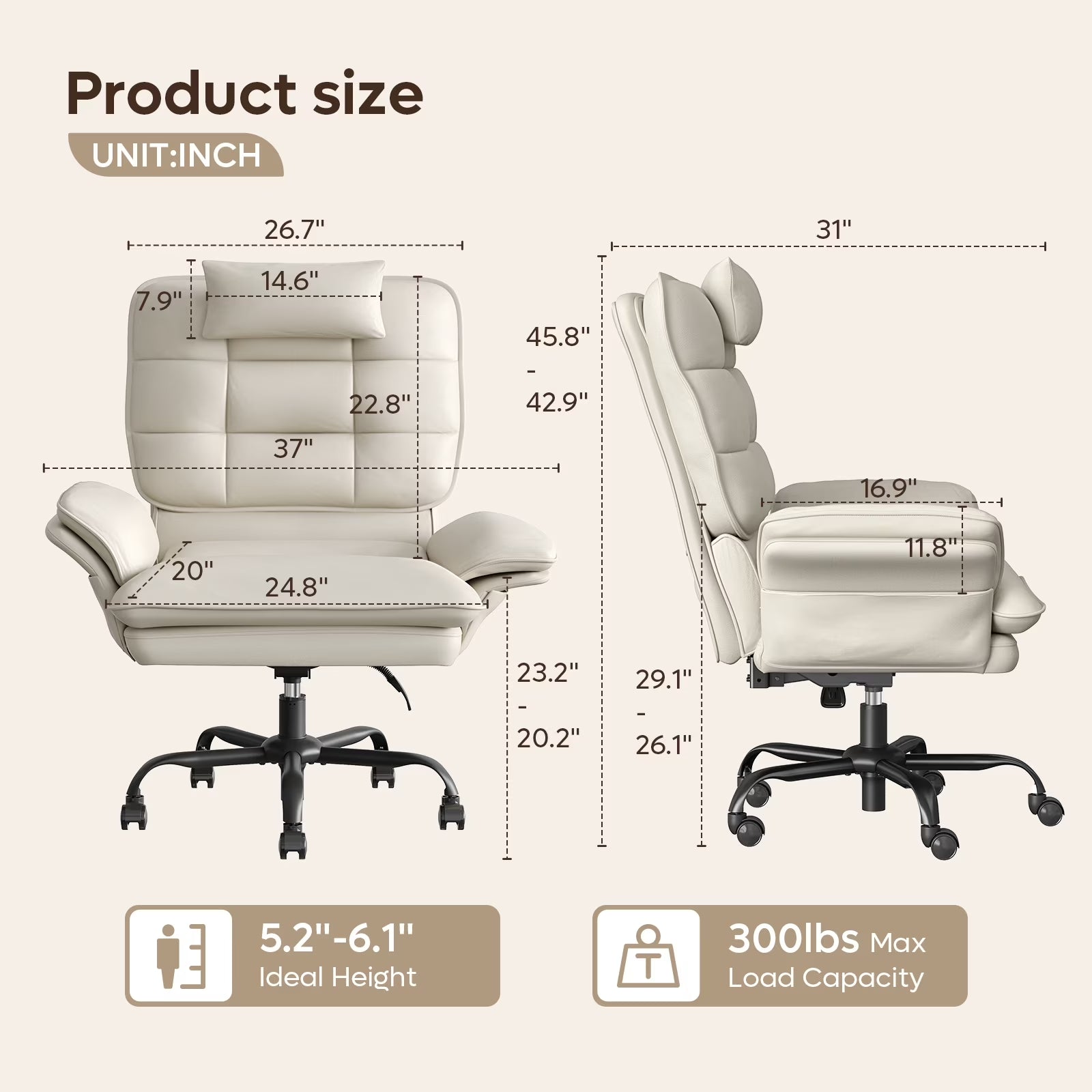 Bestier big and tall office chair – view 2