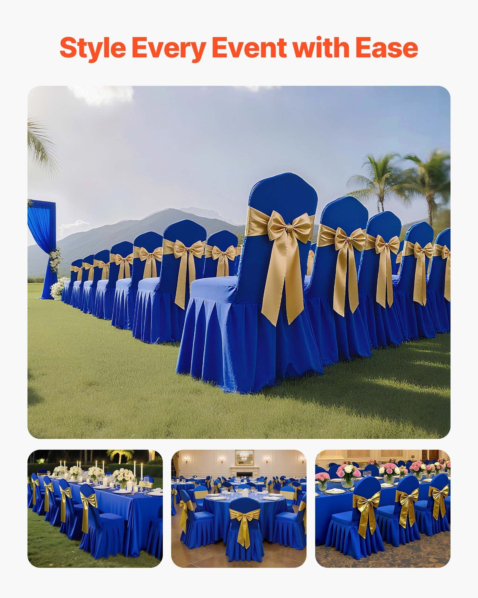 Stretchable blue chair covers – view 2