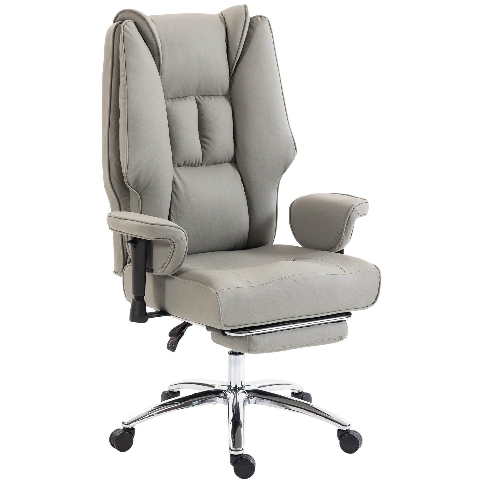 Light gray reclining executive chair with footrest