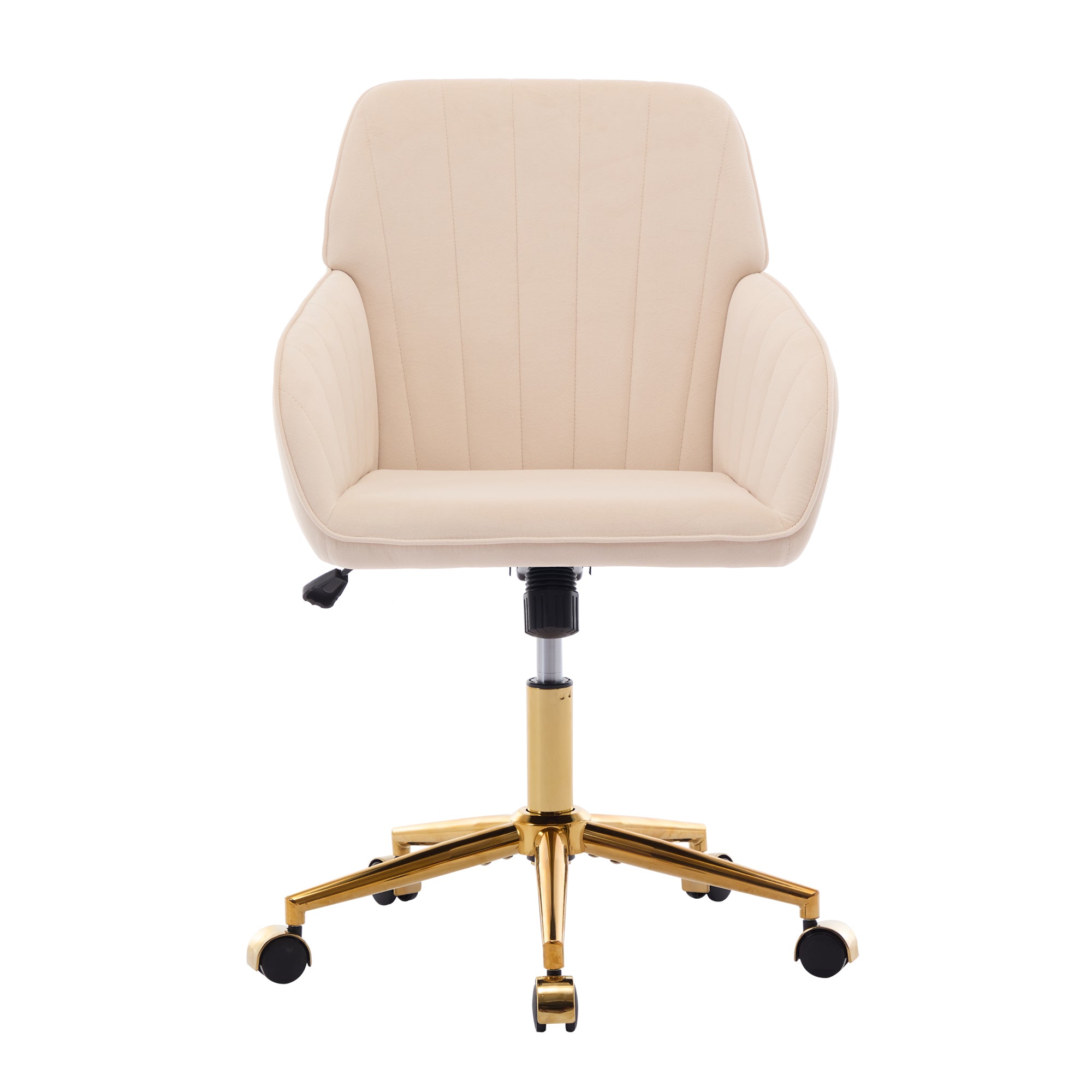 TY khaki velvet ergonomic office chair with gold base
