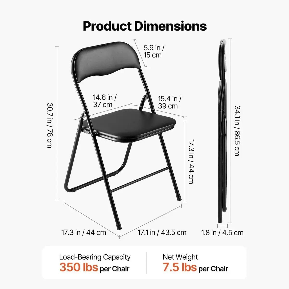 Heavy duty folding chairs with padded leather cushions