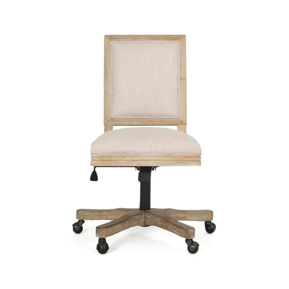 Modern farmhouse beige swivel office chair, adjustable