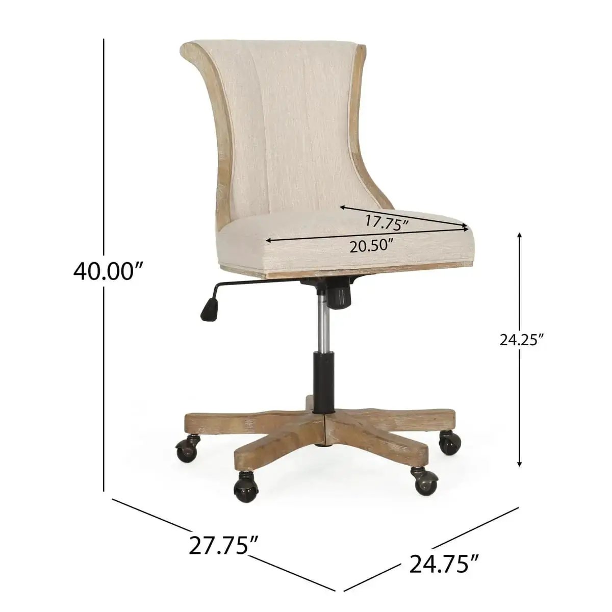 Premium beige fabric ergonomic office chair – view 2