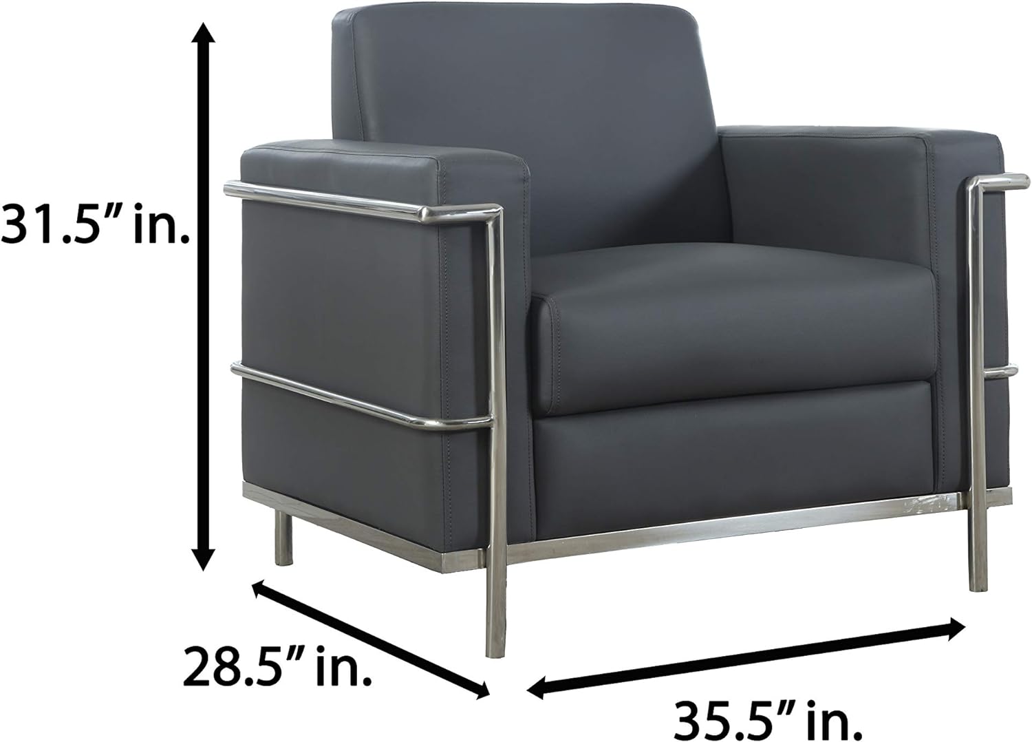 Light gray faux leather accent club chair – view 2