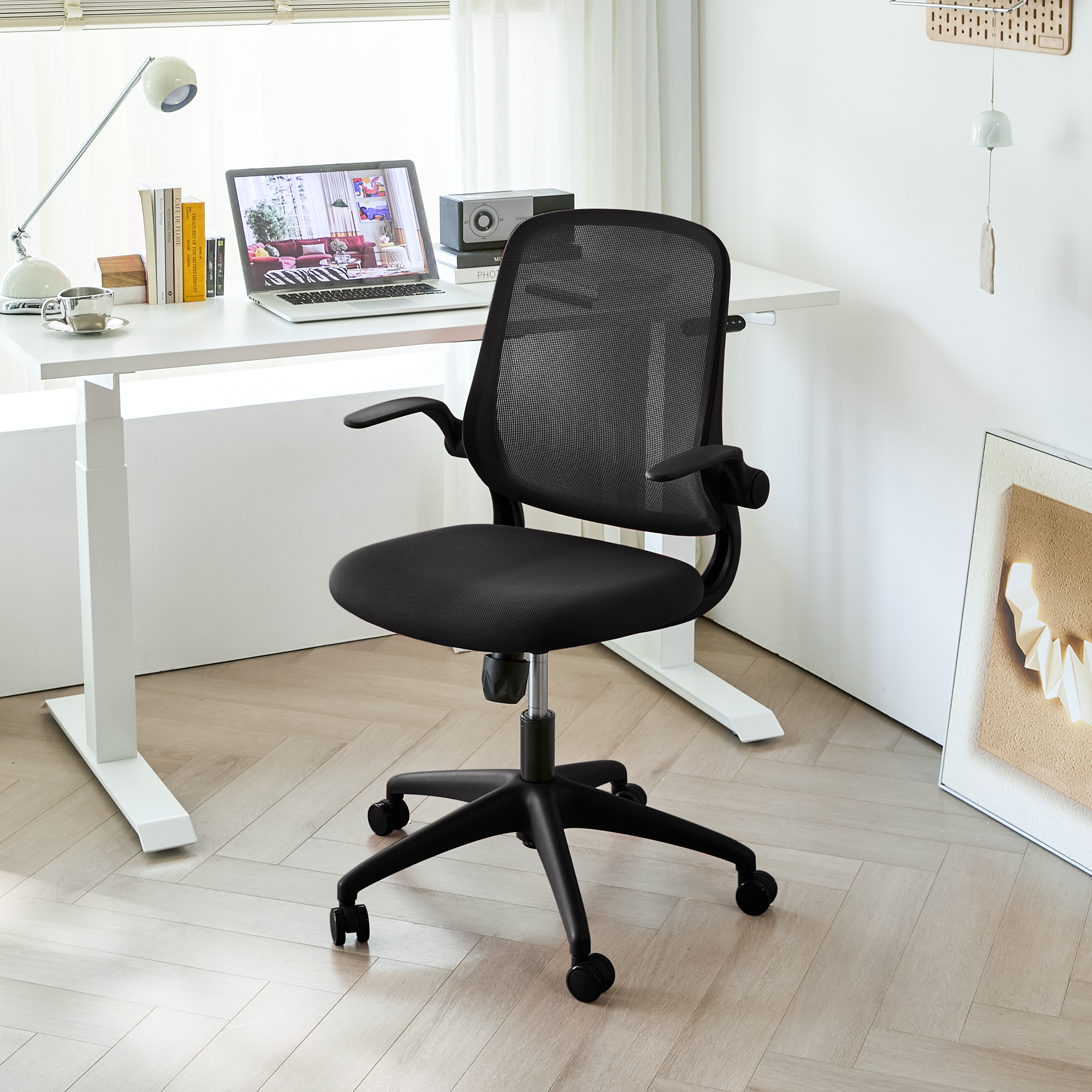 Ergonomic Mesh Office Chair with Flip-Up Arms, Black 350lbs - Platinum-Level Office Chairs