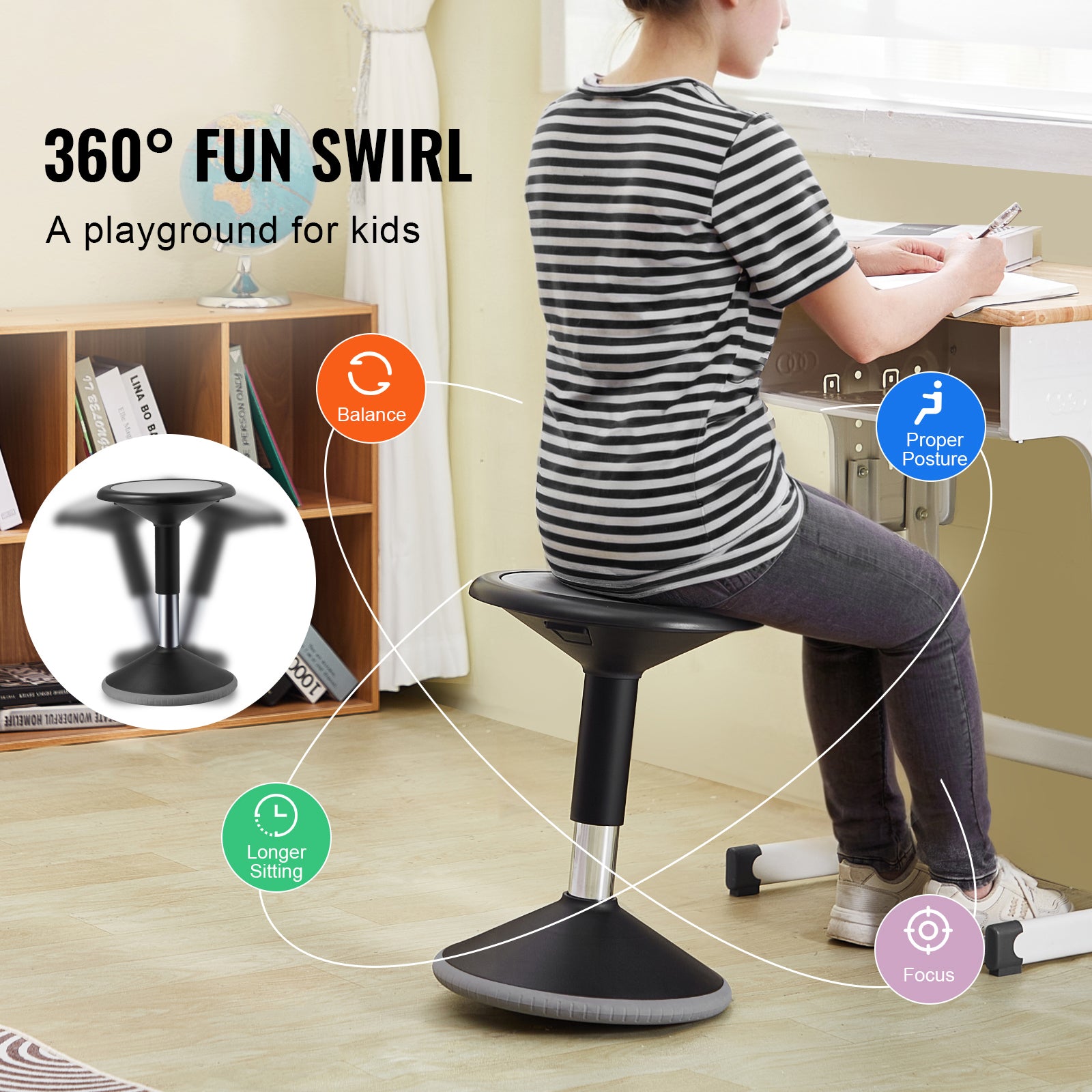 Black wobble chair – view 2