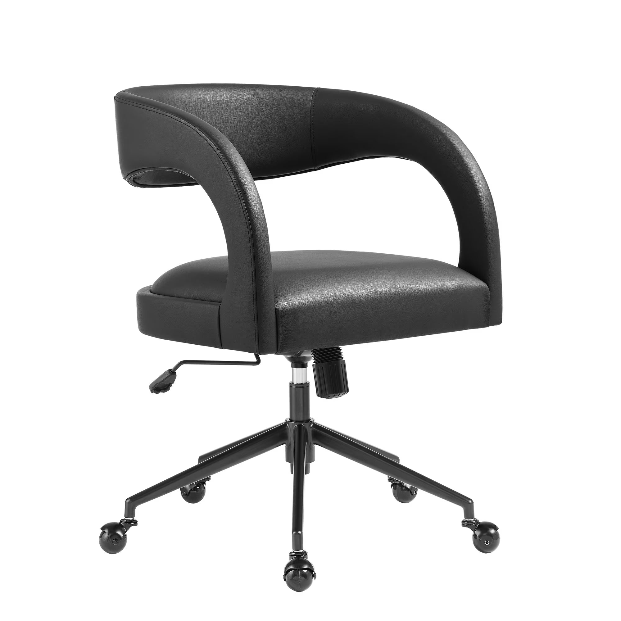 Modway Pinnacle black vegan leather barrel office chair