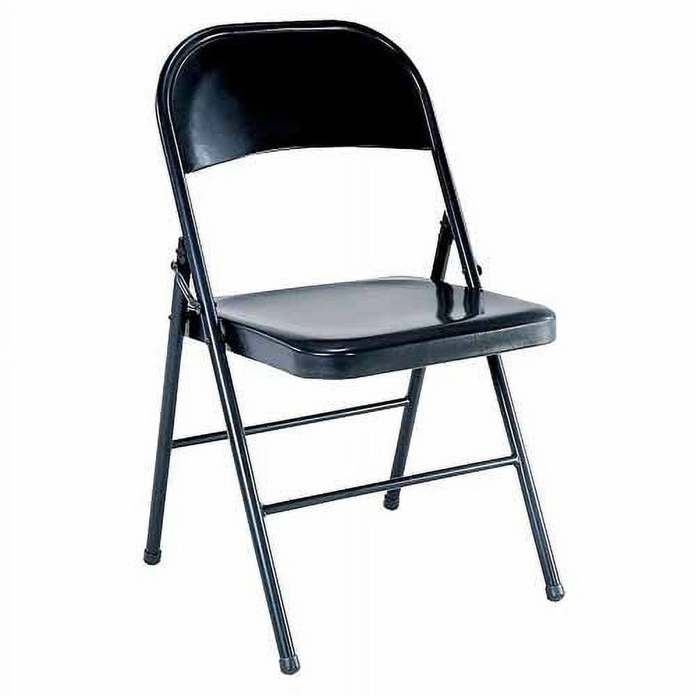 All-steel double braced folding chair, 250lb cap, black, 2pk