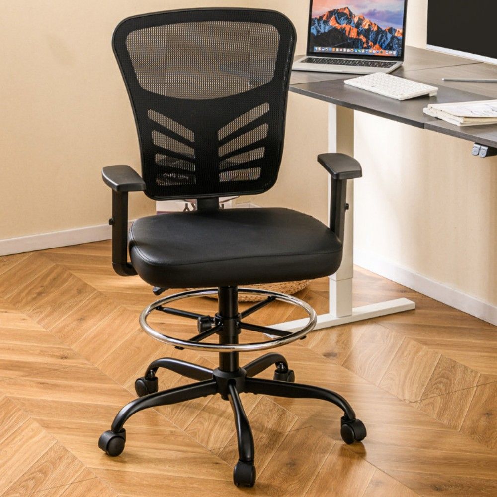 PU trim mesh drafting chair – view 2