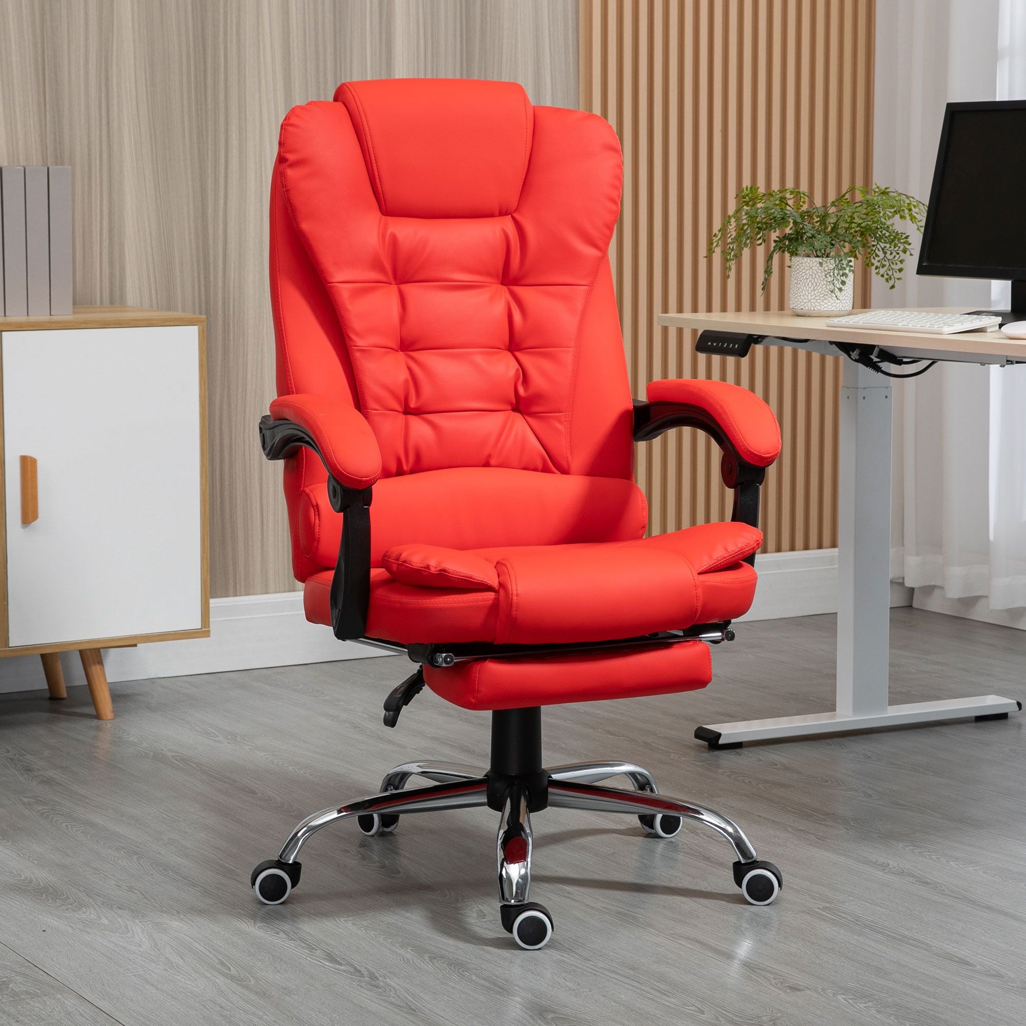 Red reclining executive office chair – view 2