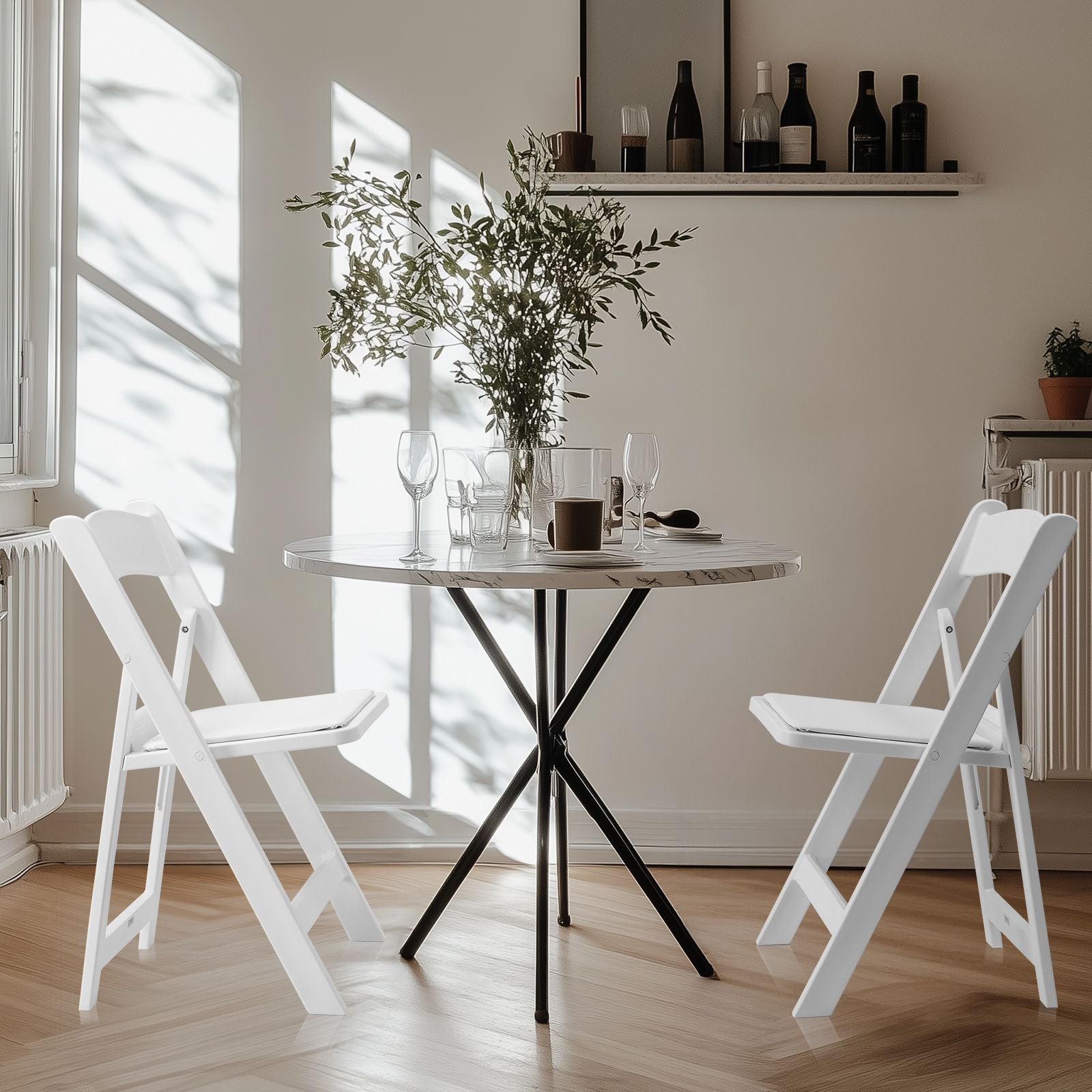 Padded resin folding chair – view 2