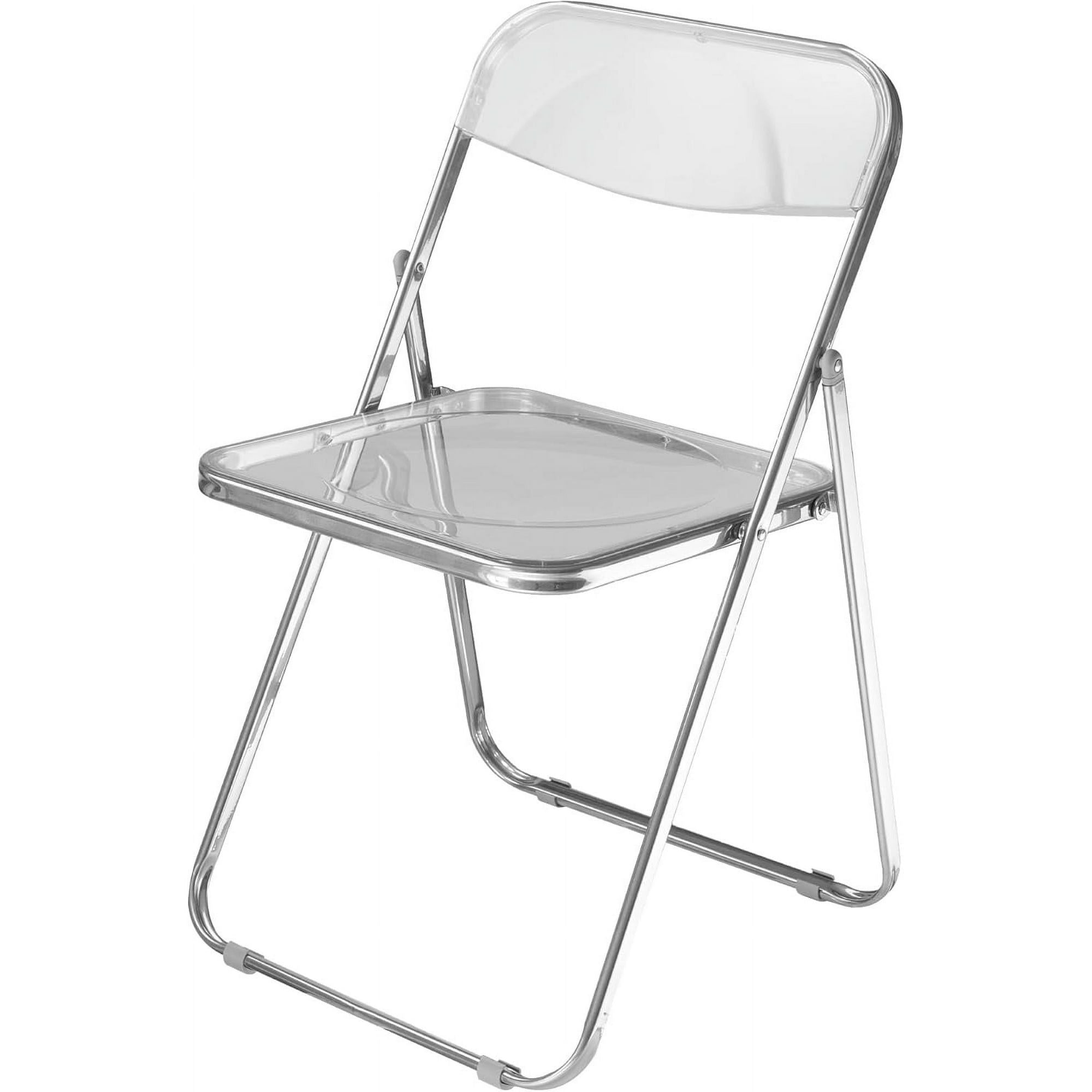 Transparent acrylic folding chair, chrome frame, clear